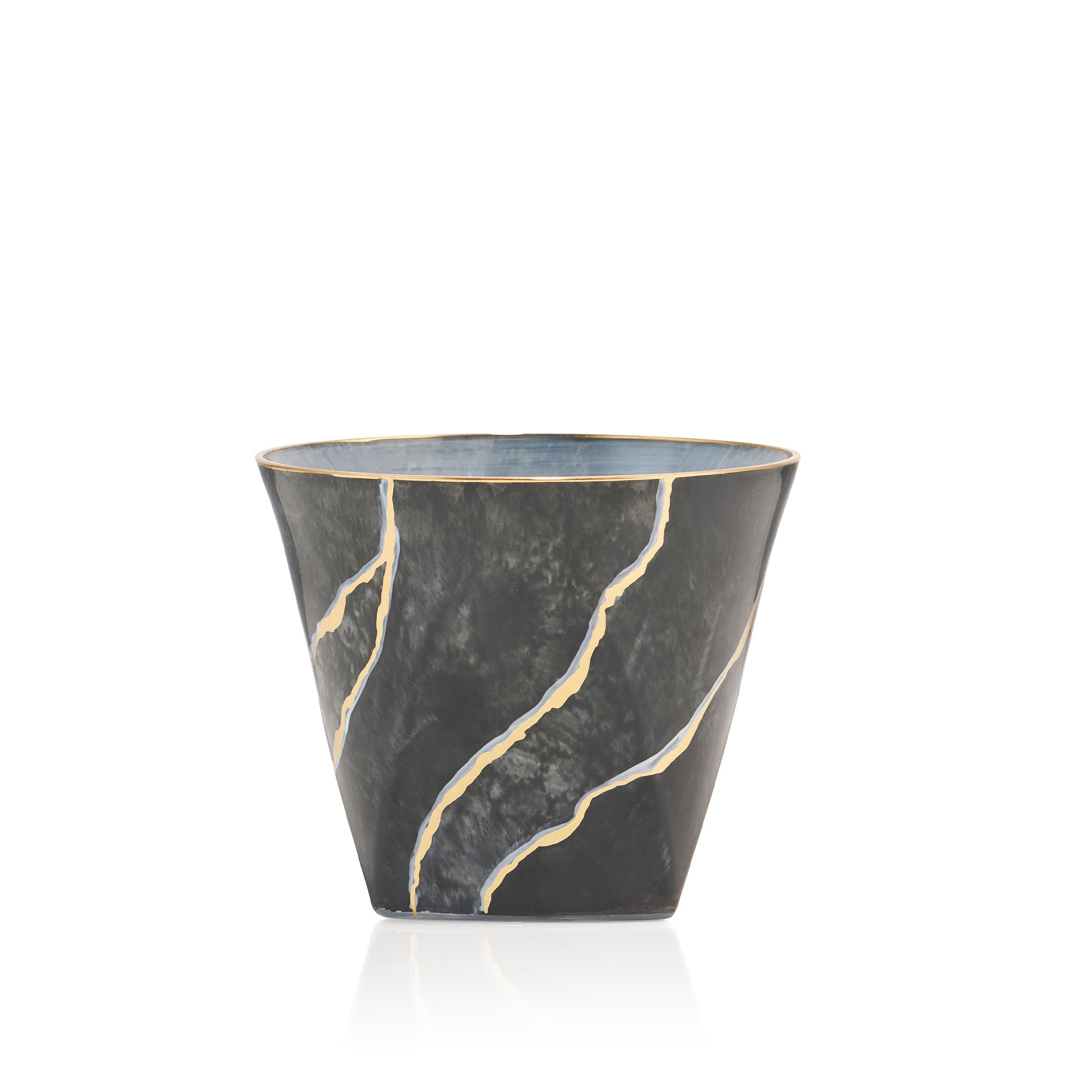 Hand Painted Black Marble Water Tumbler with Gold rim