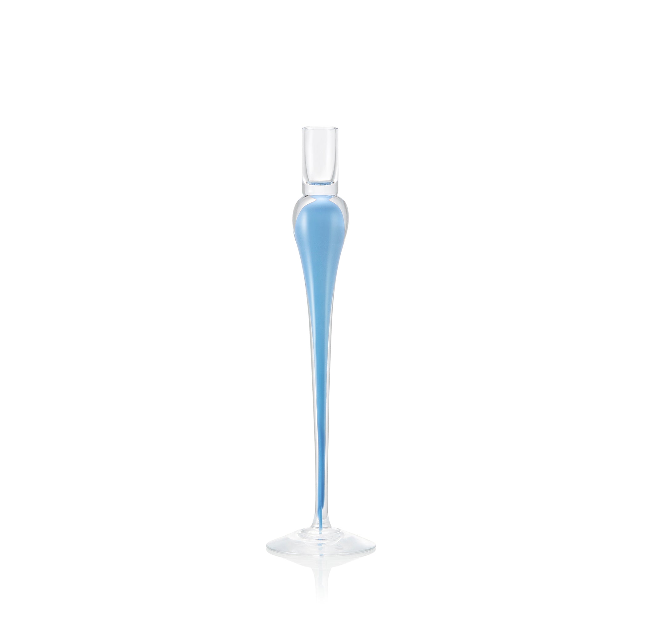 Handblown Glass Bumba Candlestick in Powder Blue, 35cm