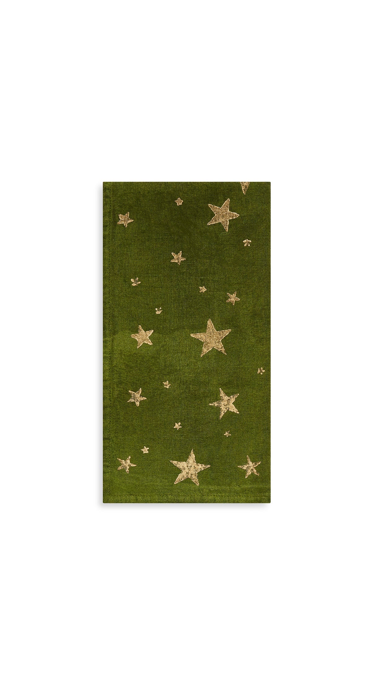 Falling Stars Linen Napkin in Avocado Green, 50x50cm