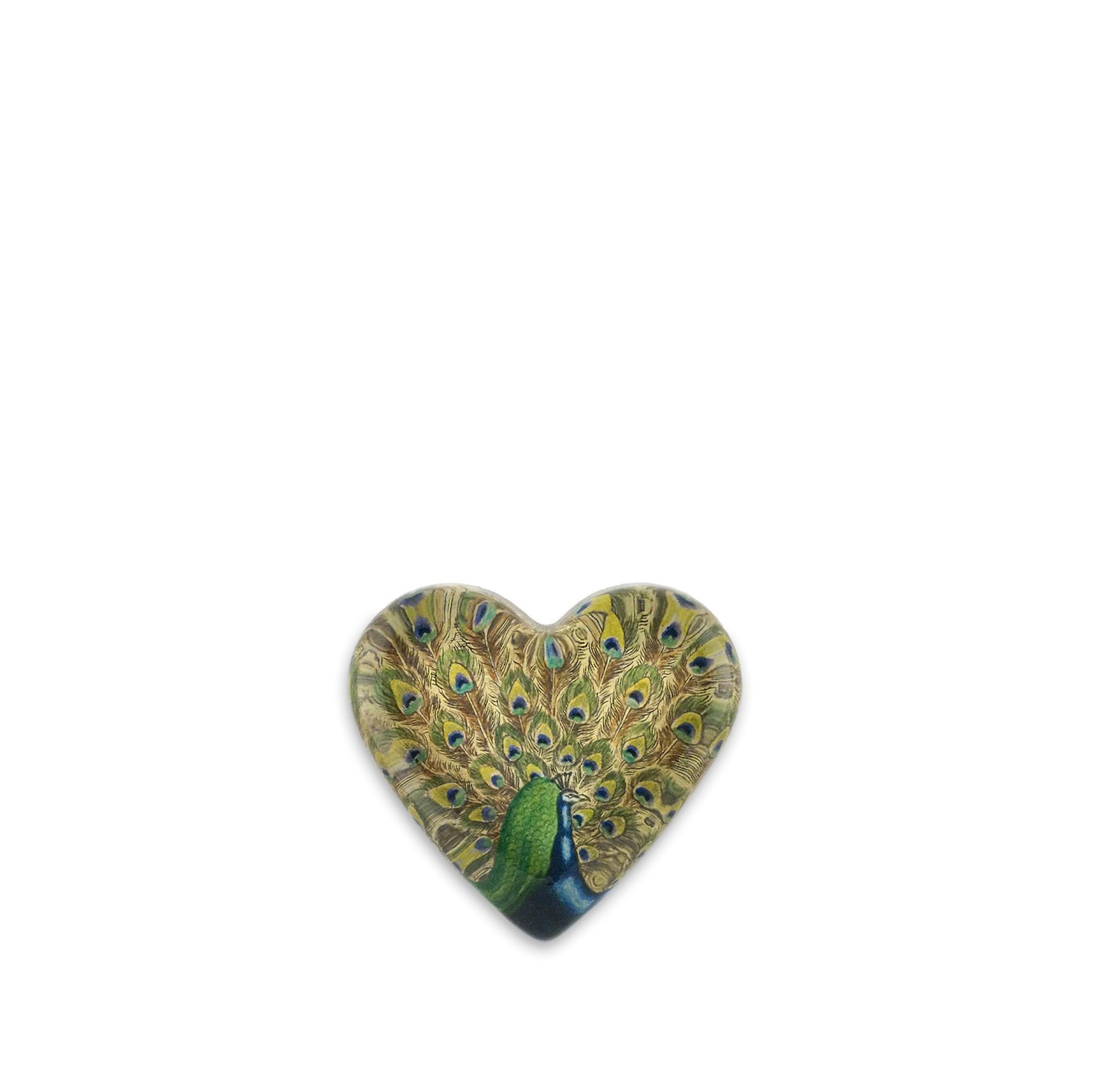 John Derian 'Fanned Peacock' Heart Paperweight, 9cm