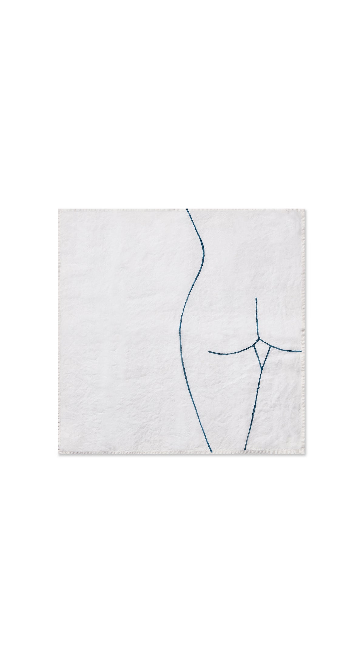 Nude Linen Napkin "Female Rear" in Midnight Blue, 50x50cm