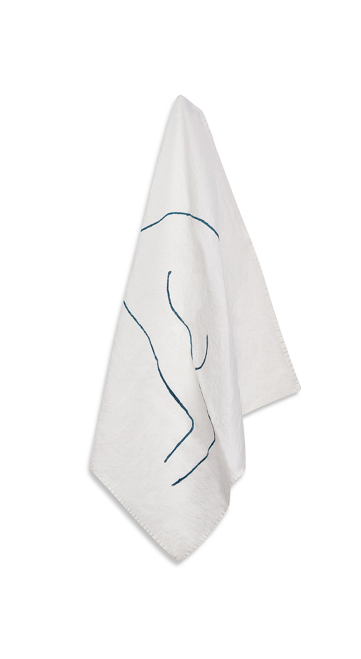 Nude Linen Napkin "Female With Lips" in Midnight Blue, 50x50cm