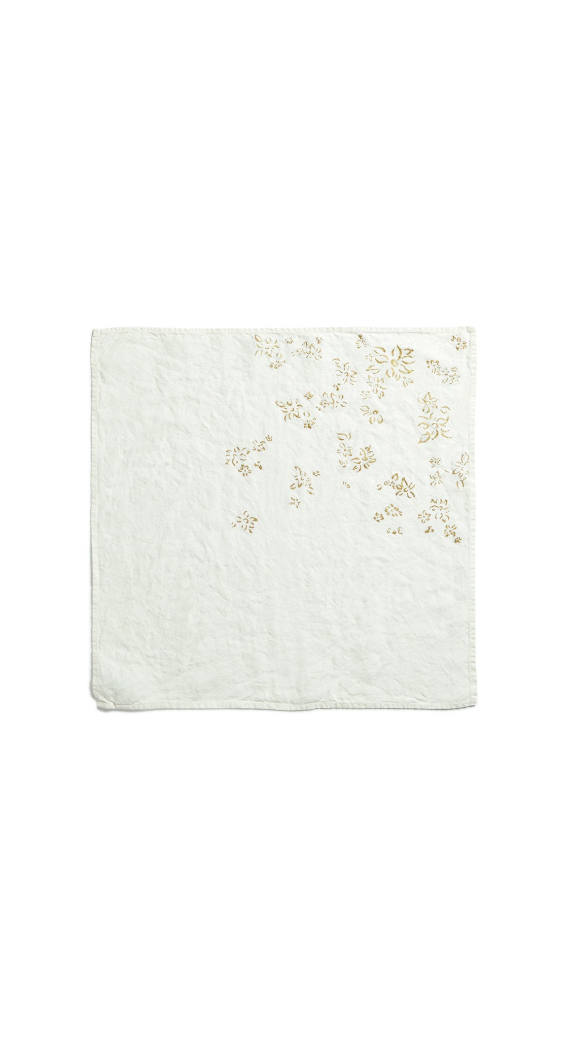 Bernadette's Hand Stamped Falling Flower Linen Napkin in Gold, 50x50cm