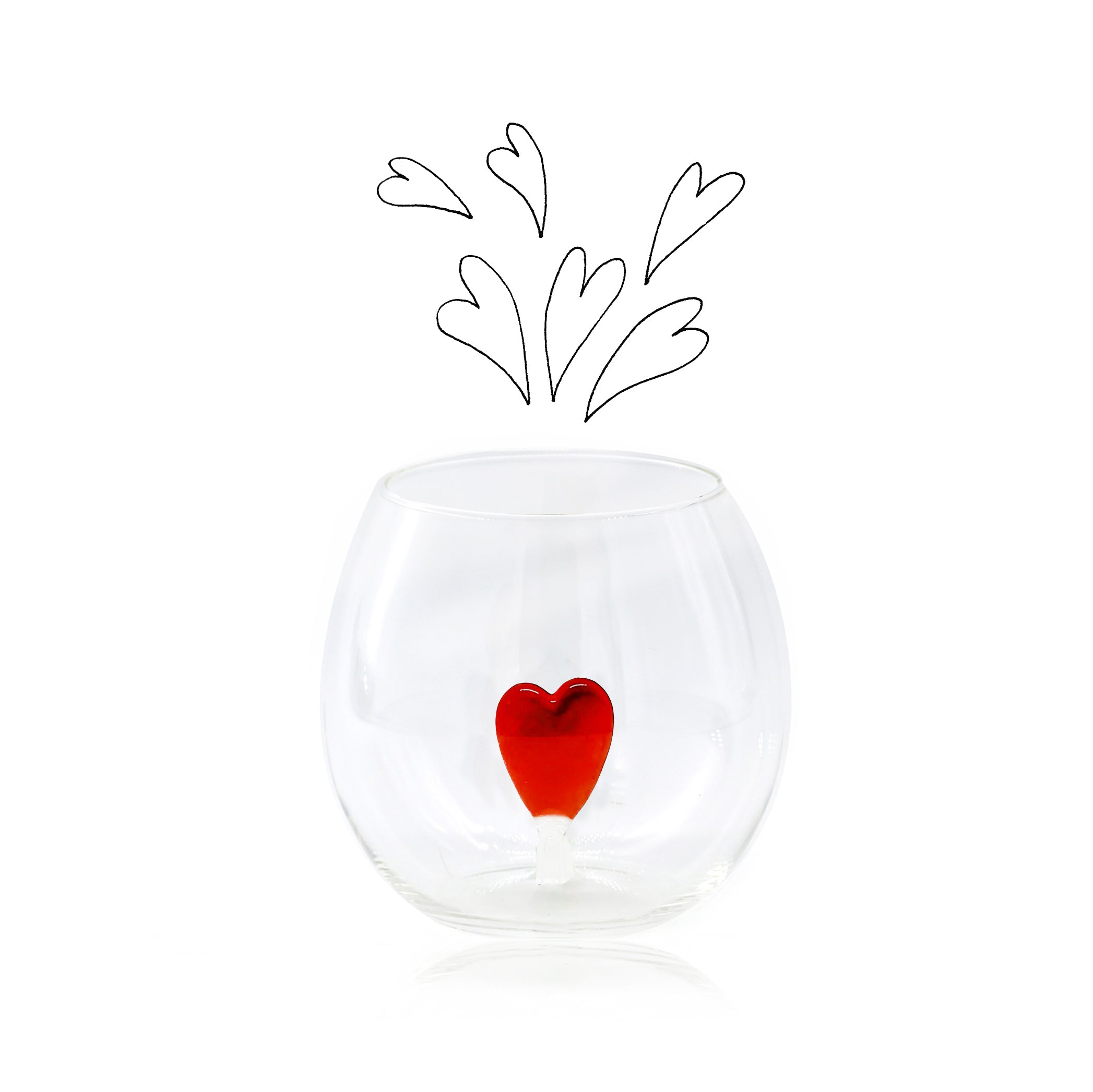 Handblown Murano Floating Heart Glass