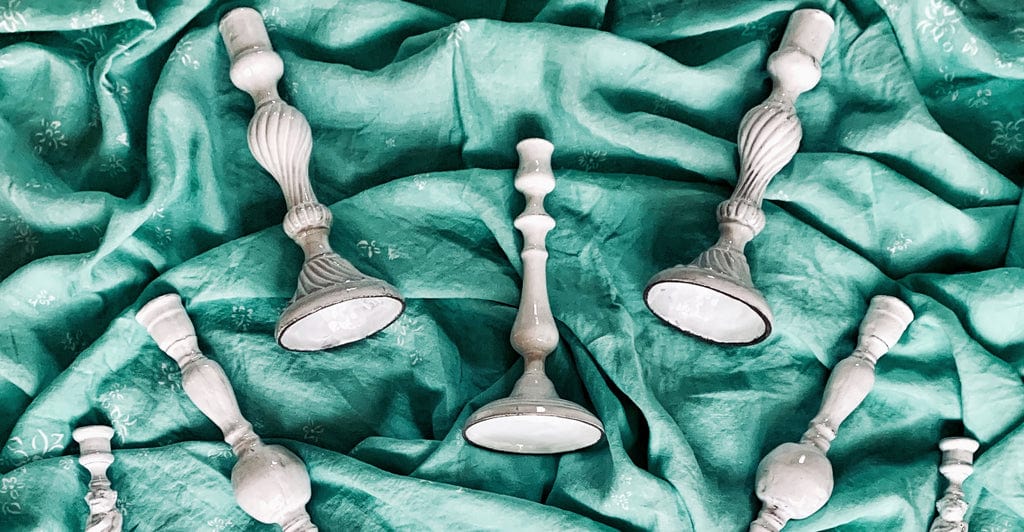 Pair of Balustre Candlesticks By Astier de Villatte, 49cm