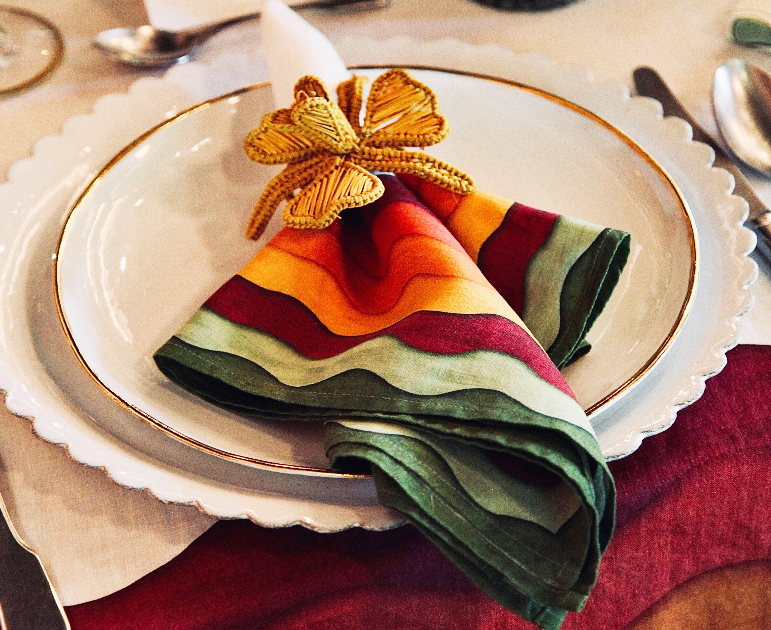 Sunset Rainbow Linen Napkin in Multicolours, 50x50cm