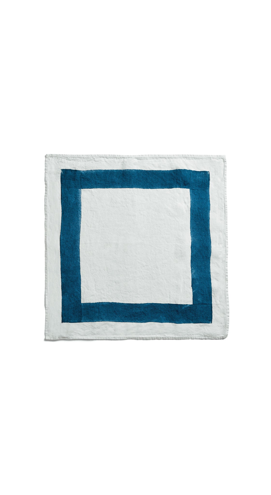 'Cornice' Linen Napkin in Midnight Blue, 50x50cm