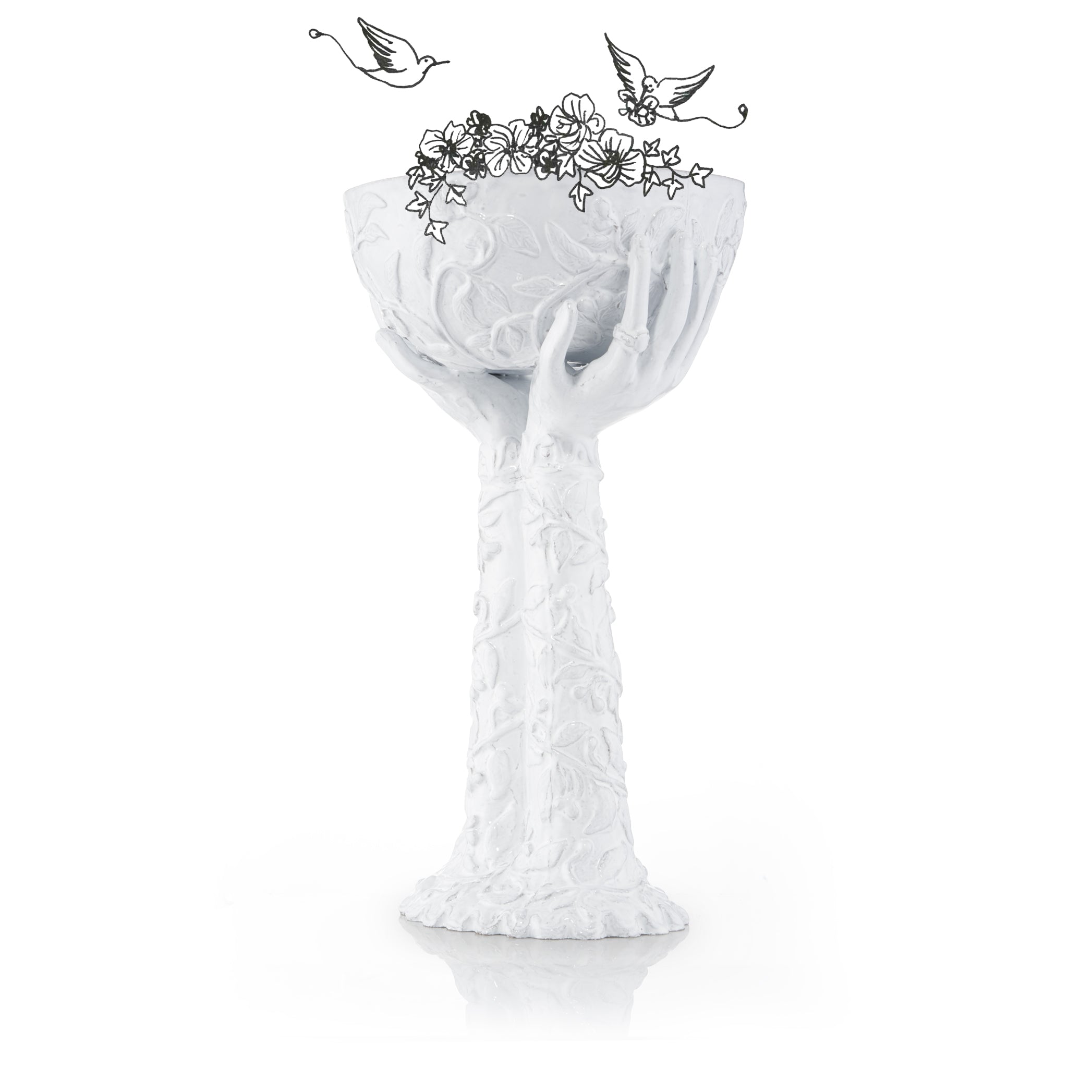 Joséphine Bowl on Stand With Hands by Astier de Villatte, 43cm