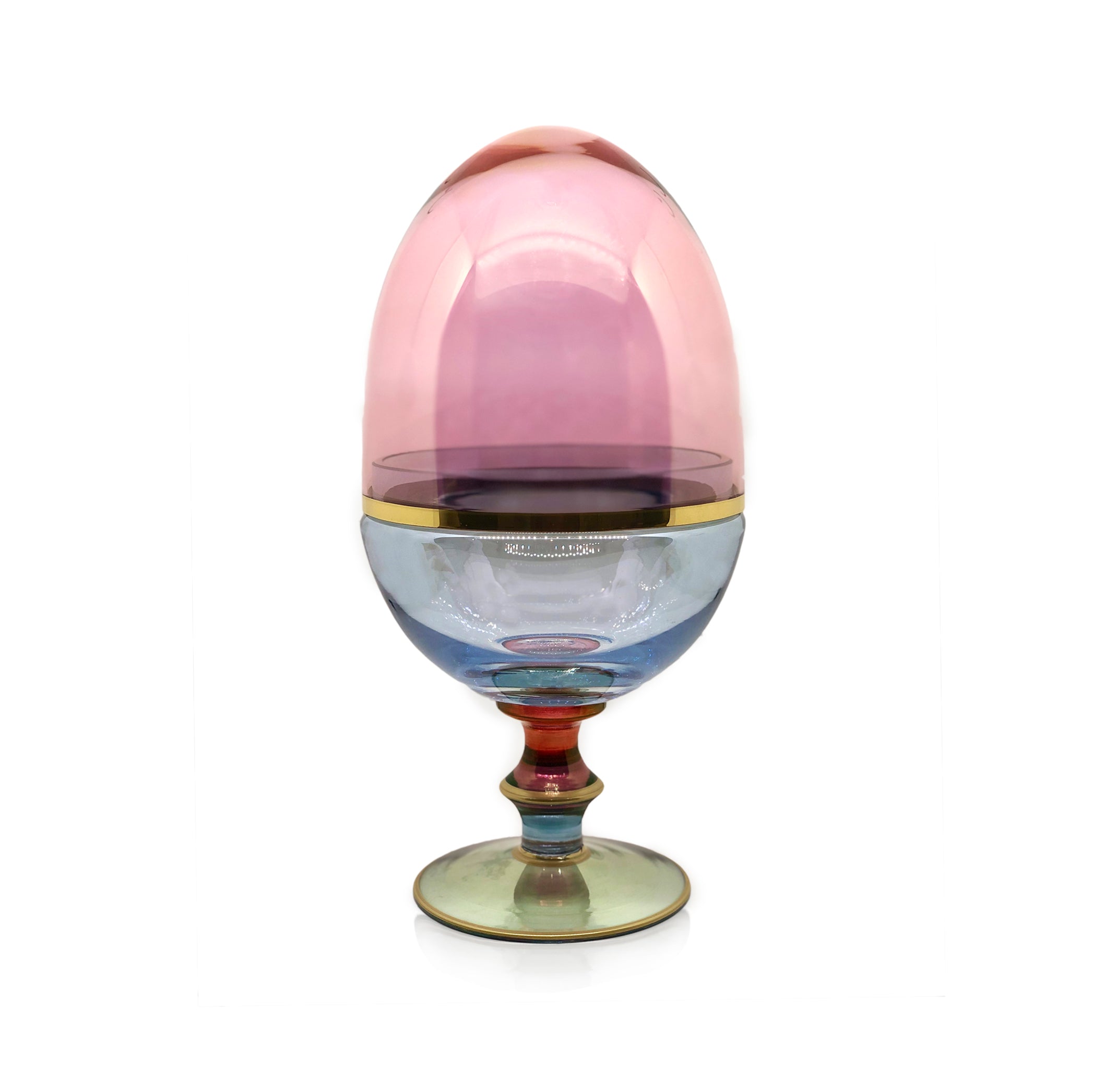 Handblown Italian Glass Egg on Stand, Large, 28cm