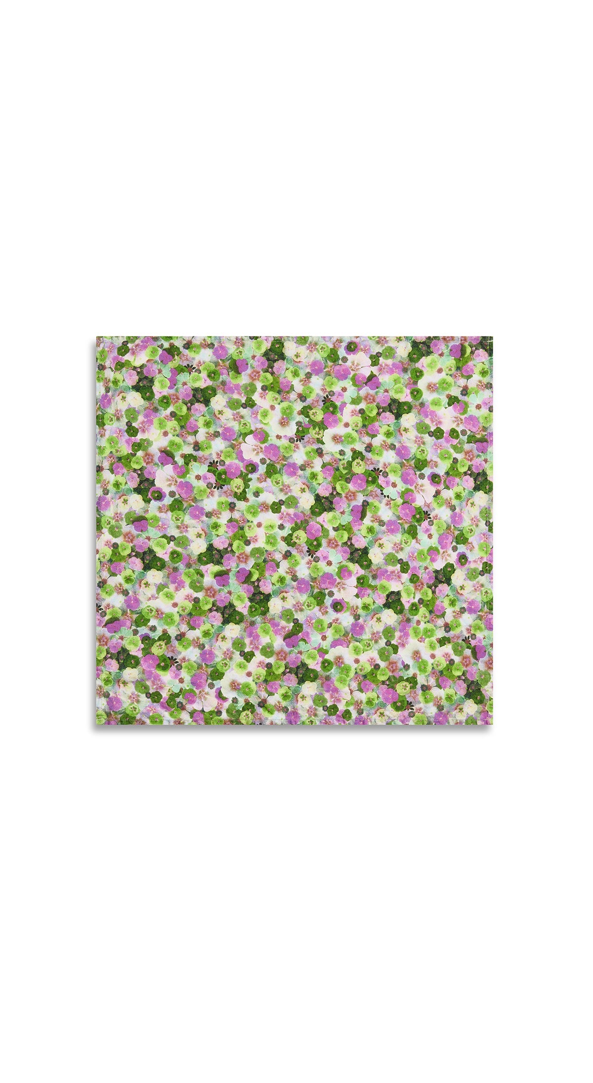 'Le Marché aux Fleurs' Linen Napkin in Purple, Pink and Green, 50x50cm