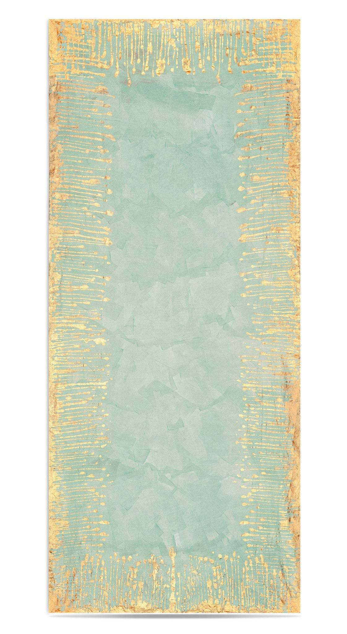 Ink Linen Tablecloth in Light Green with Gold Drips