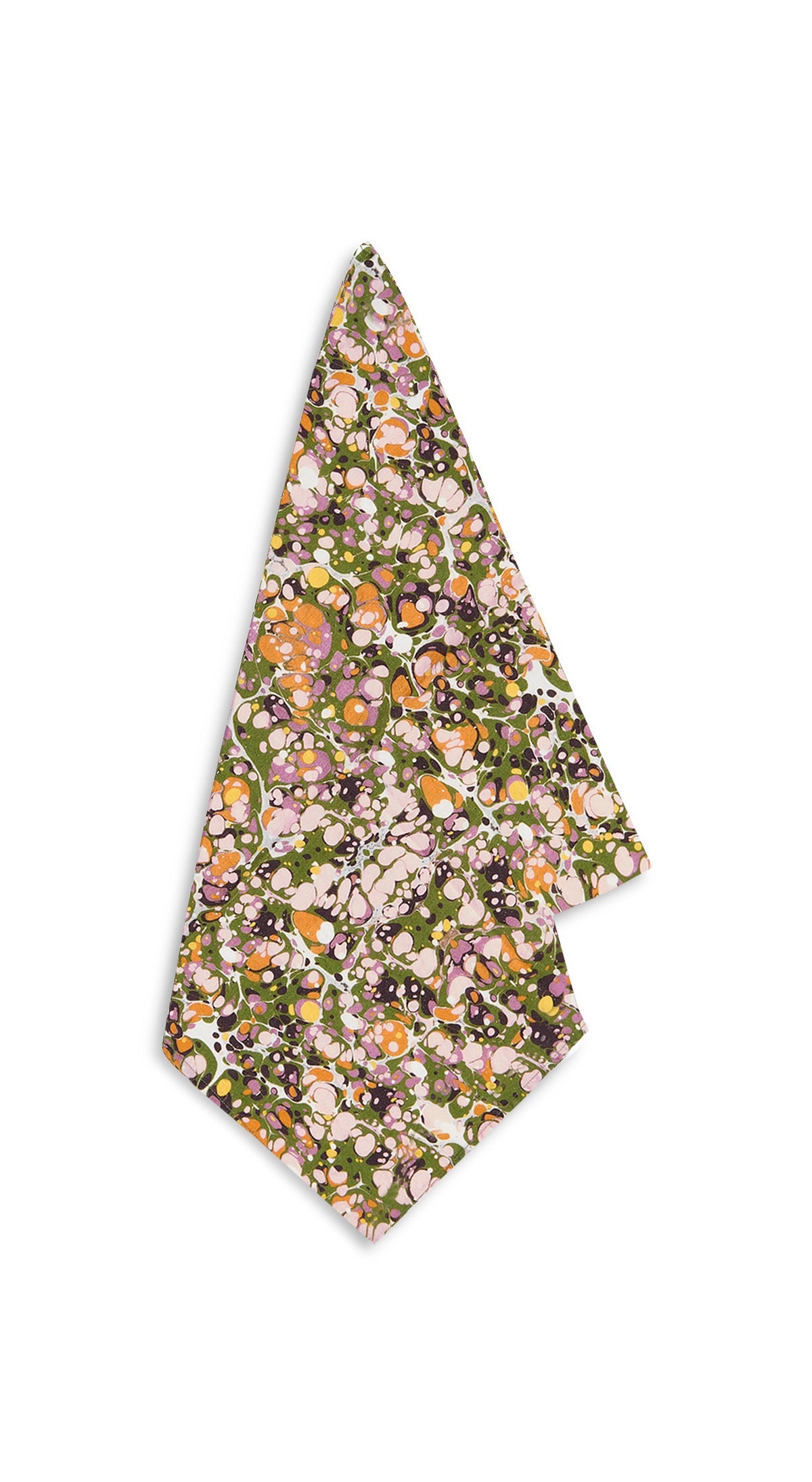 Summerill & Bishop 'Marble' Linen Napkin in Green, Rose Pink & Orange, 50x50cm
