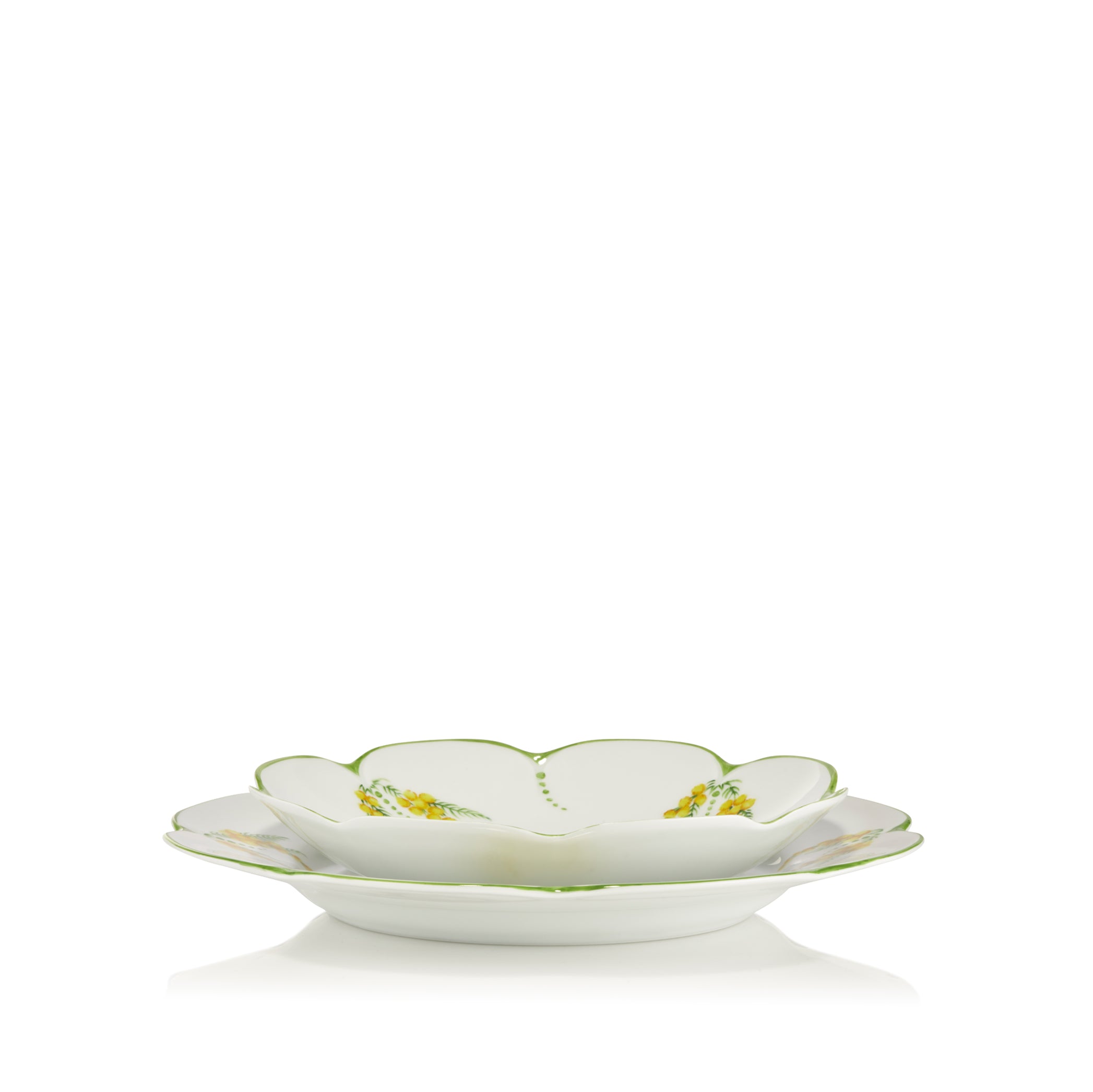 Mimosa Scalloped Hand-painted Porcelain Soup Plate, 21cm