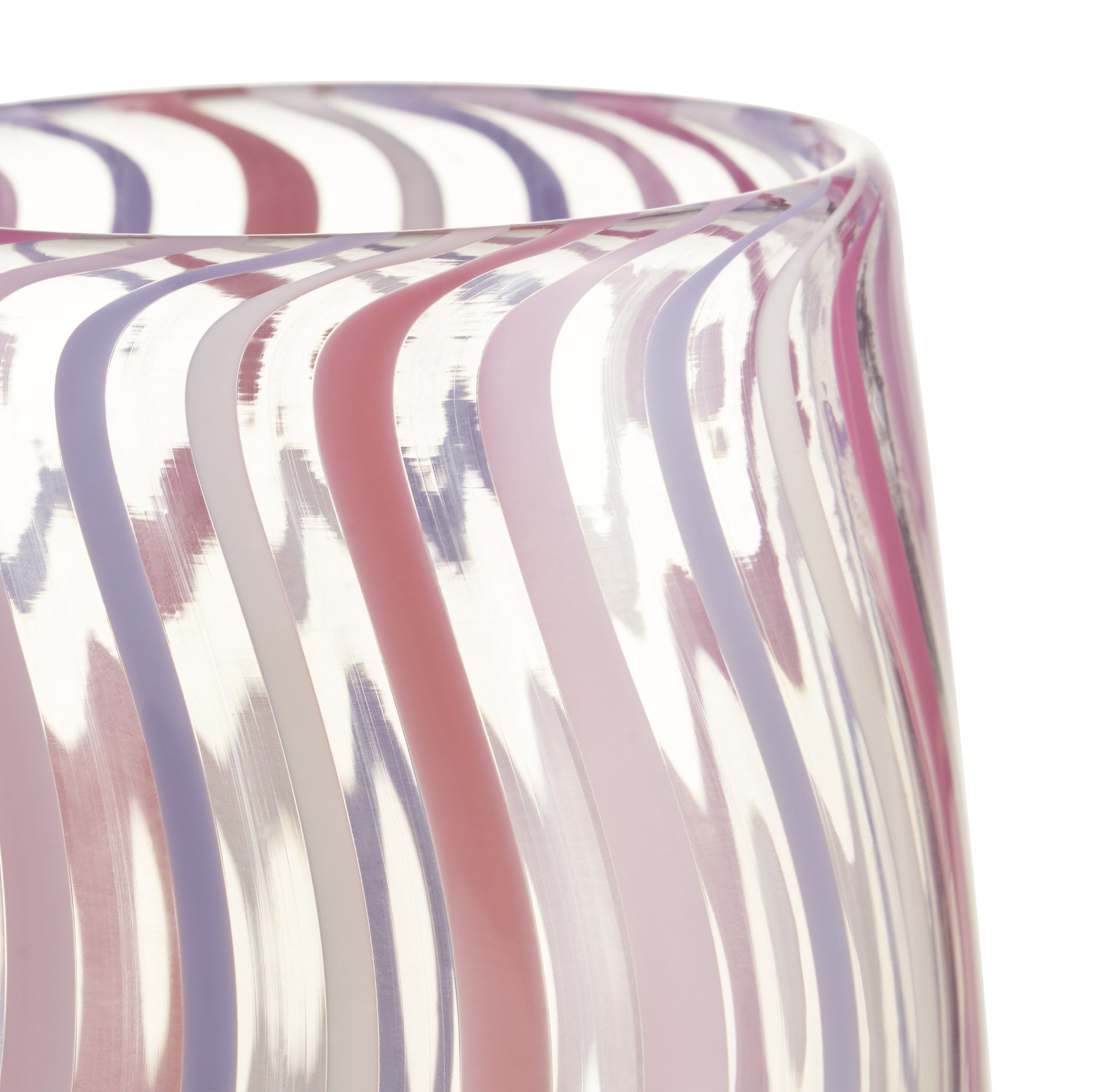Multi-Striped Handblown Glass Tumbler in Pink Stripes