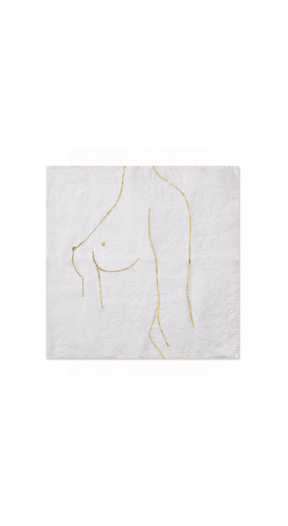 Nude Linen Napkin "Female Chest" in Gold, 50x50cm