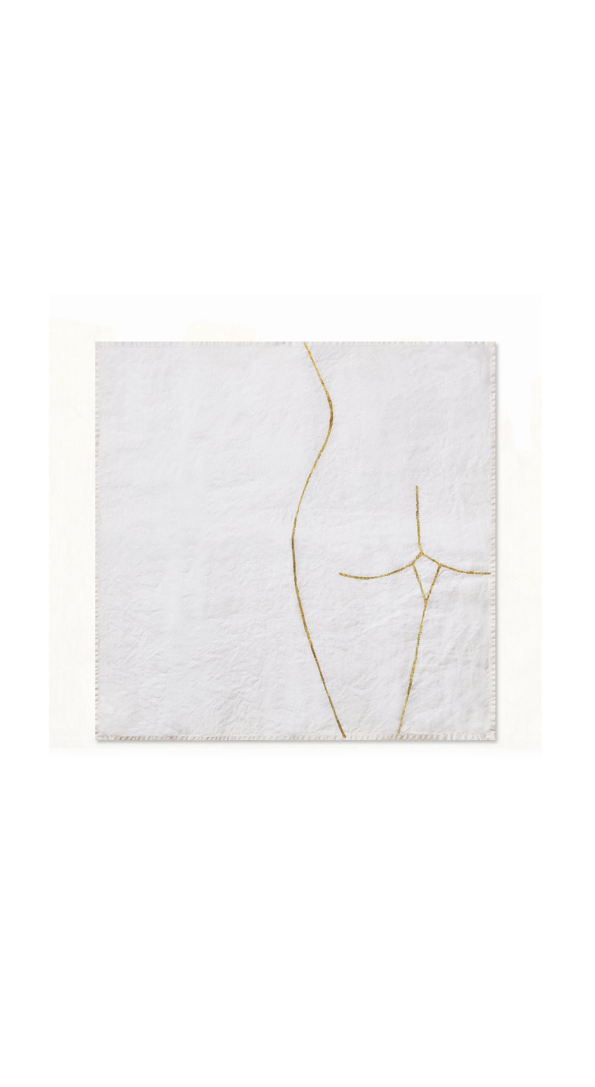 Nude Linen Napkin "Female Rear" in Gold, 50x50cm