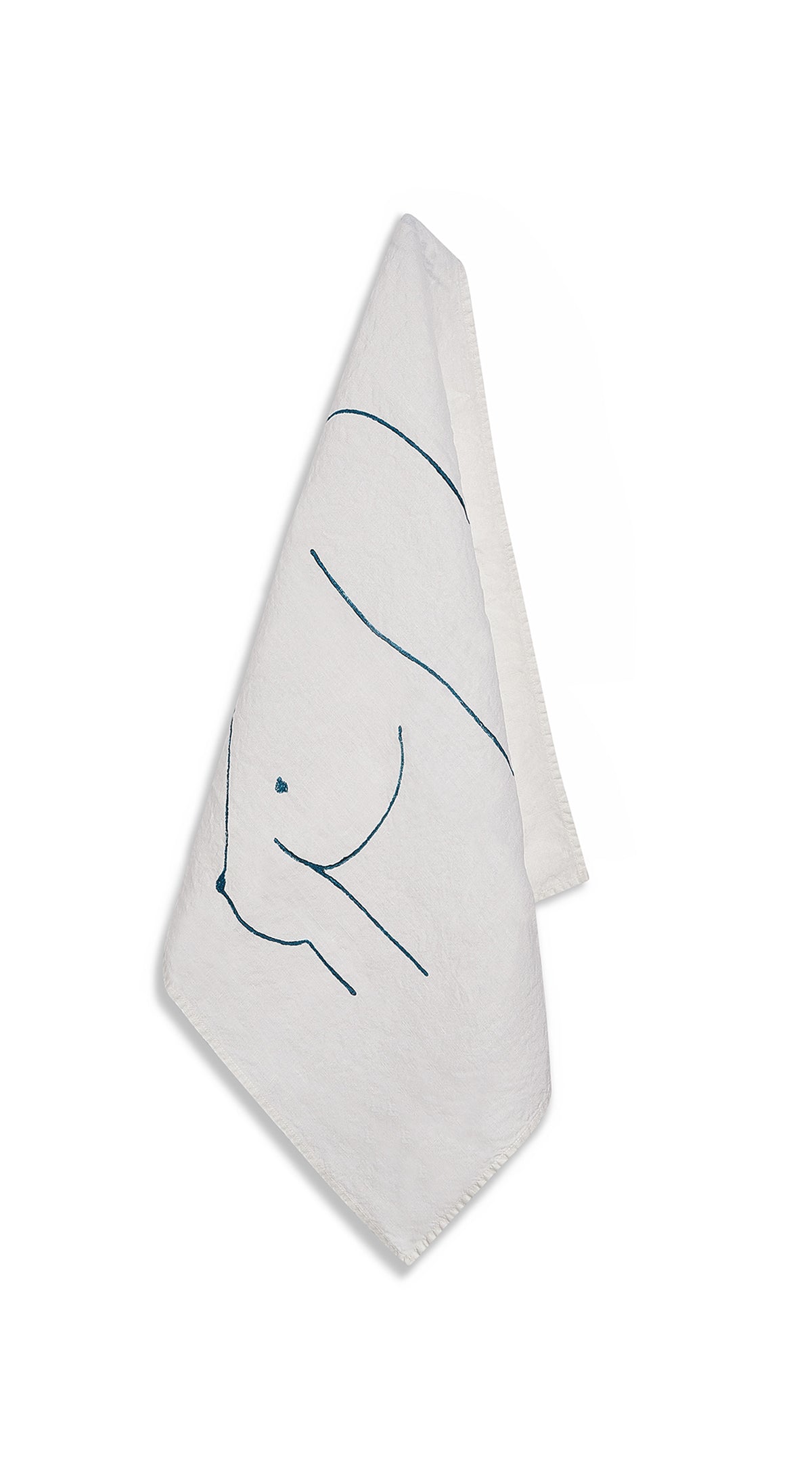 Nude Linen Napkin "Female Chest" in Midnight Blue, 50x50cm