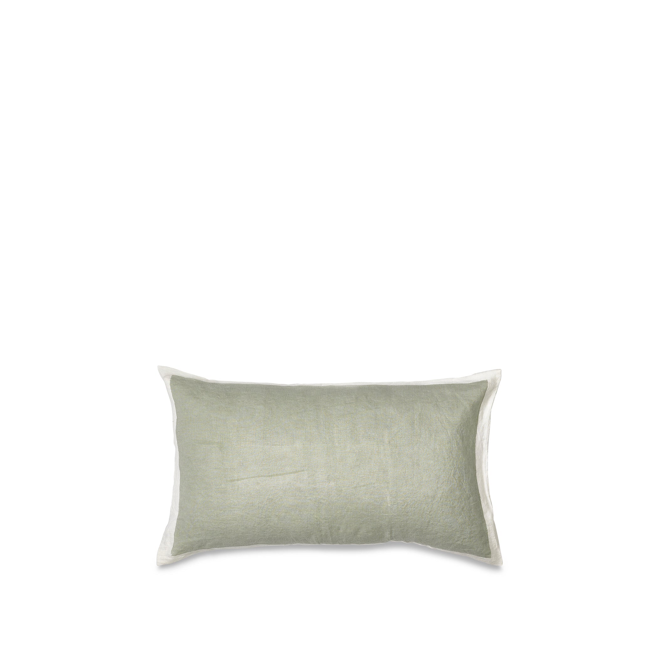 Hand Painted Linen Cushion in Pale Green, 50cm x 30cm