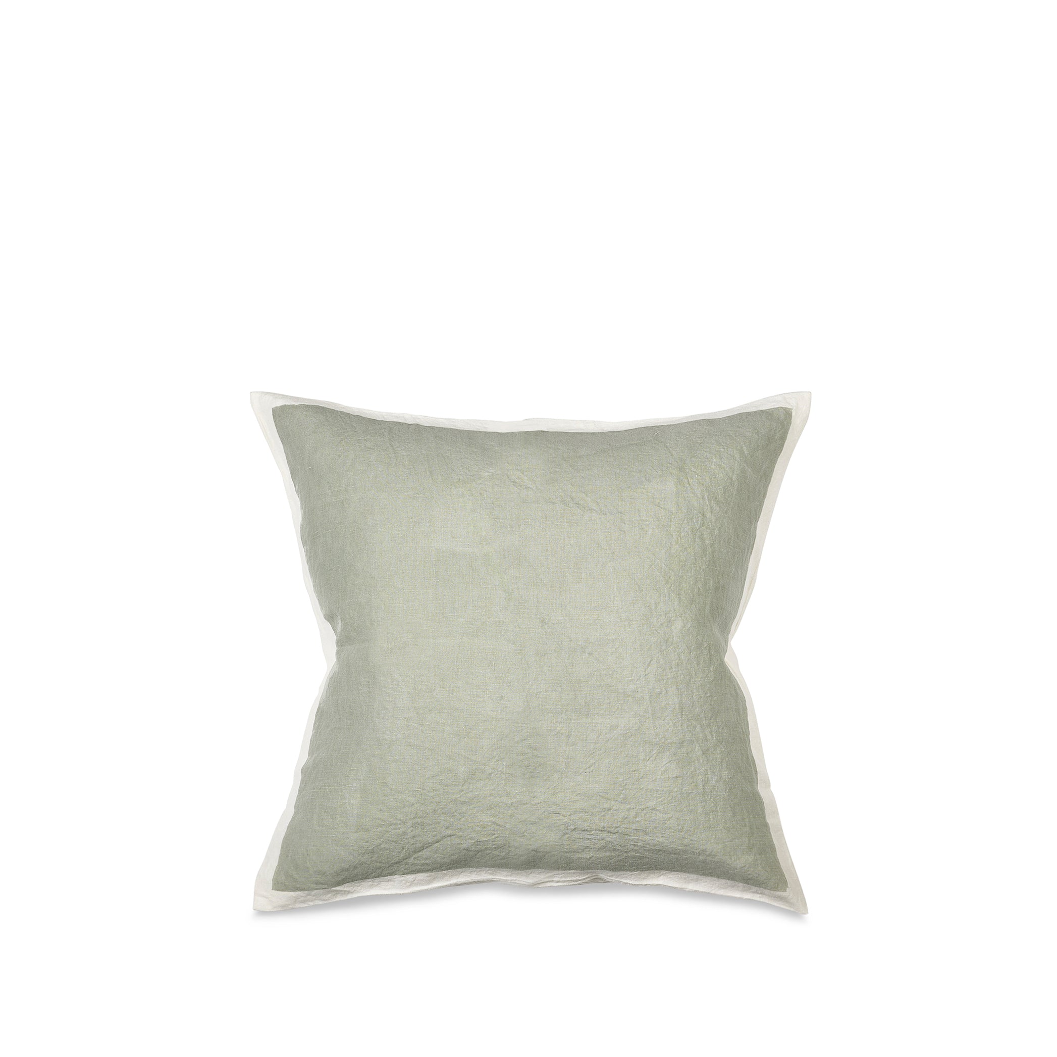 Hand Painted Linen Cushion in Pale Green, 50cm x 50cm – Summerill