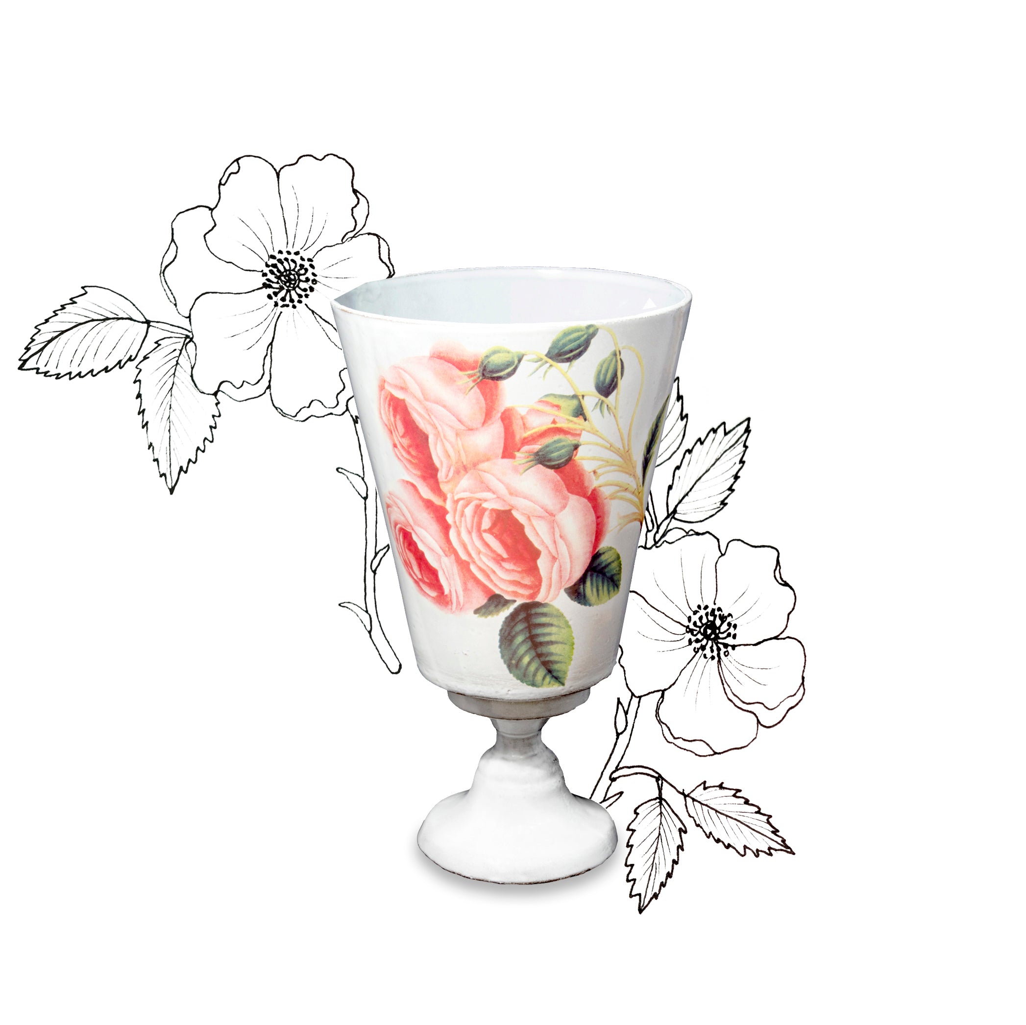 Painted Rose Vase by Astier de Villatte, 31cm