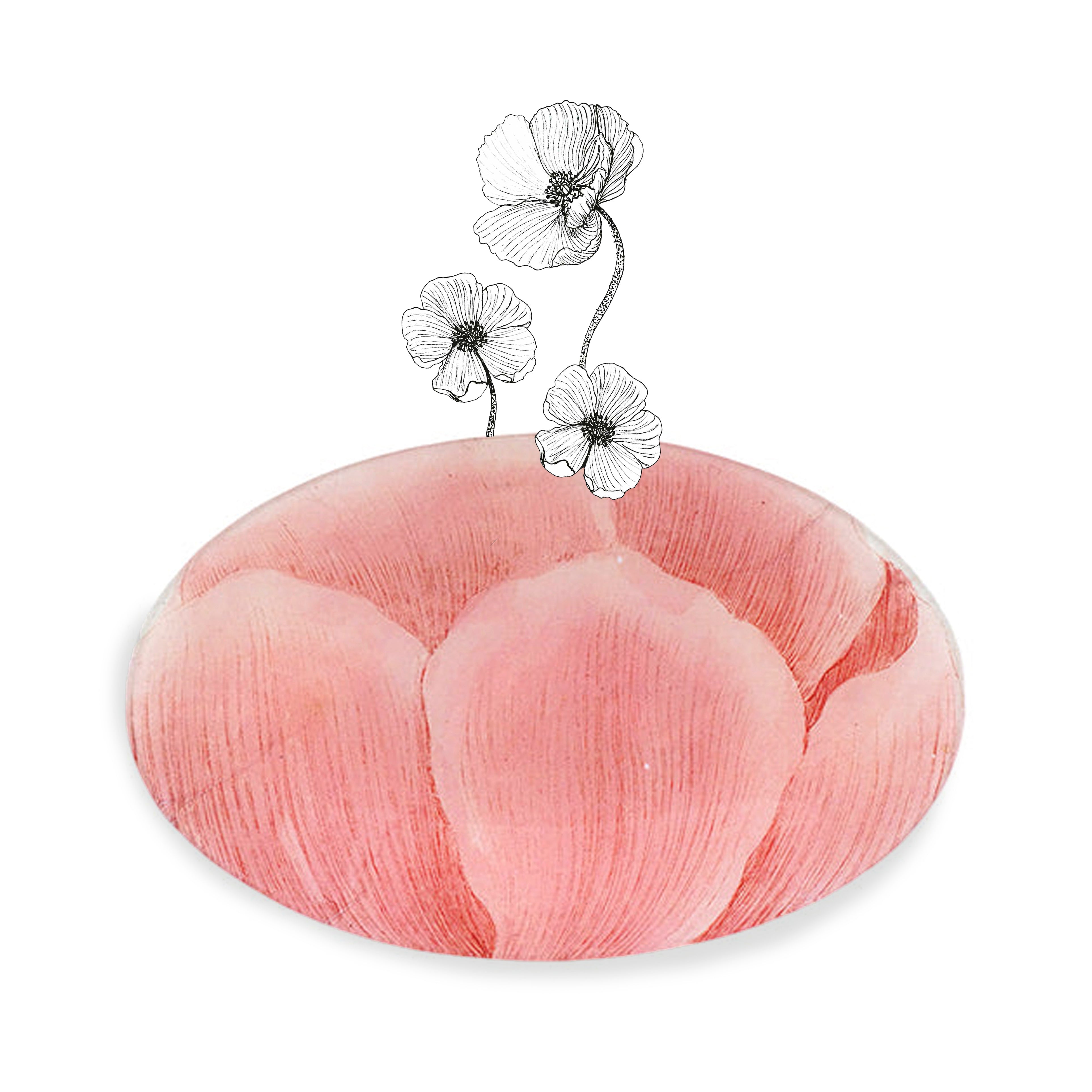 John Derian 'Pale Pink Poppy' Platter, 23 x 35cm