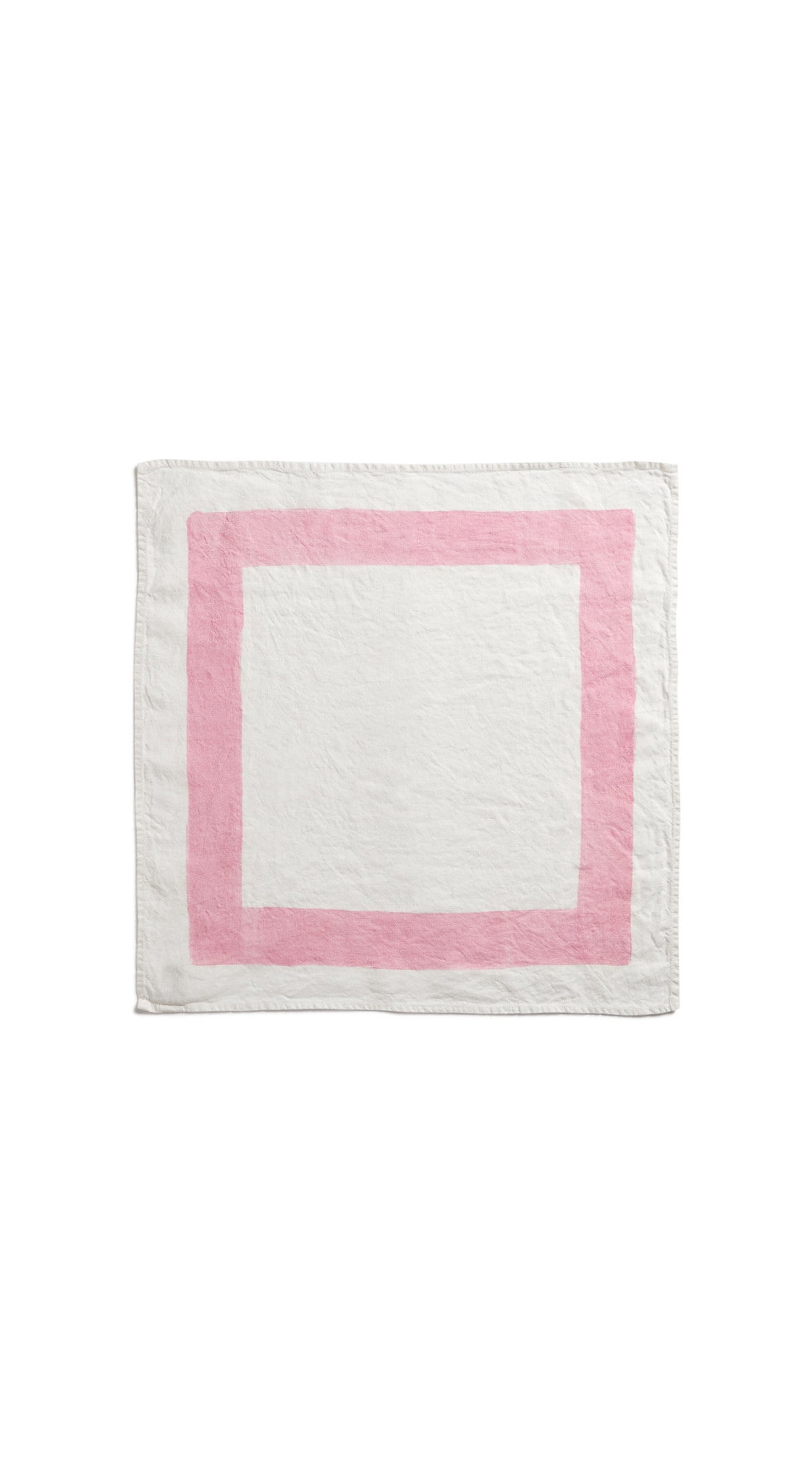 'Cornice' Linen Napkin in Rose Pink, 50x50cm