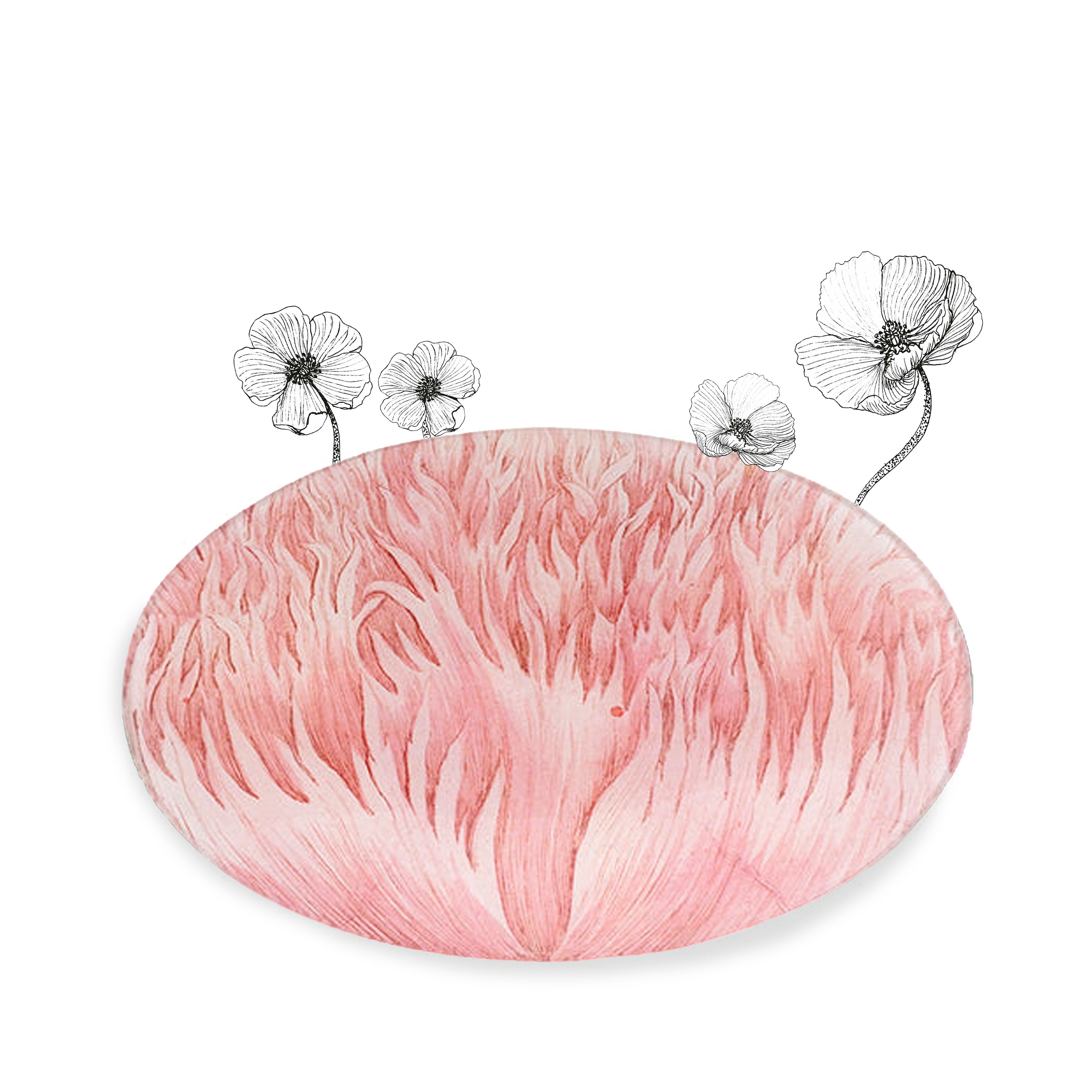 John Derian 'Pink Crested Poppy' Platter, 23 x 35cm