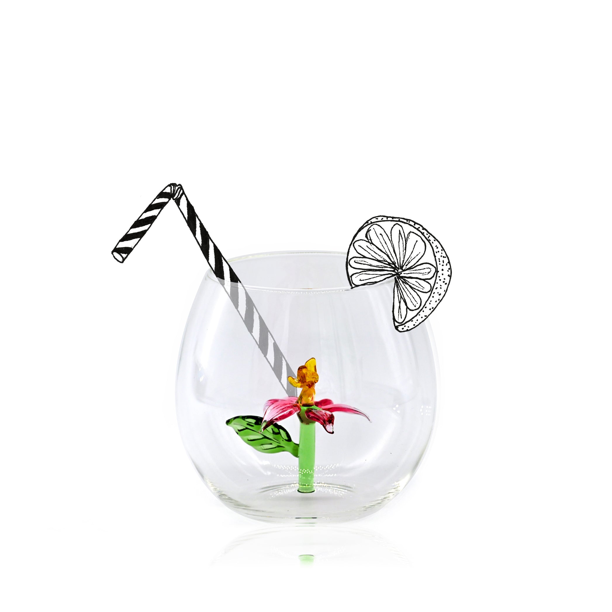 Handblown Pink Dianthus Flower Glass