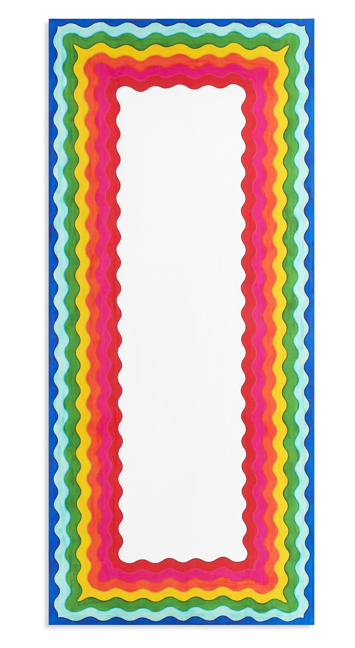 summer rainbow linen tablecloth laid out