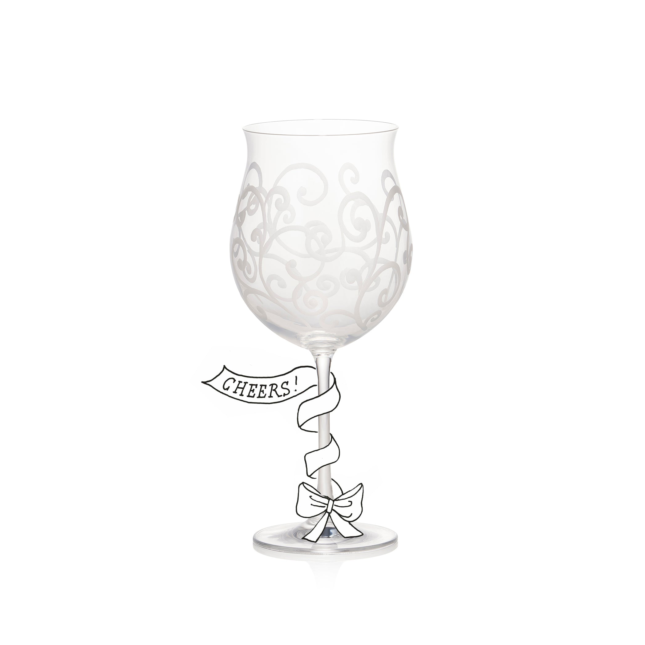 Ribbon Hand-Engraved Red Wine Glass, 24cm