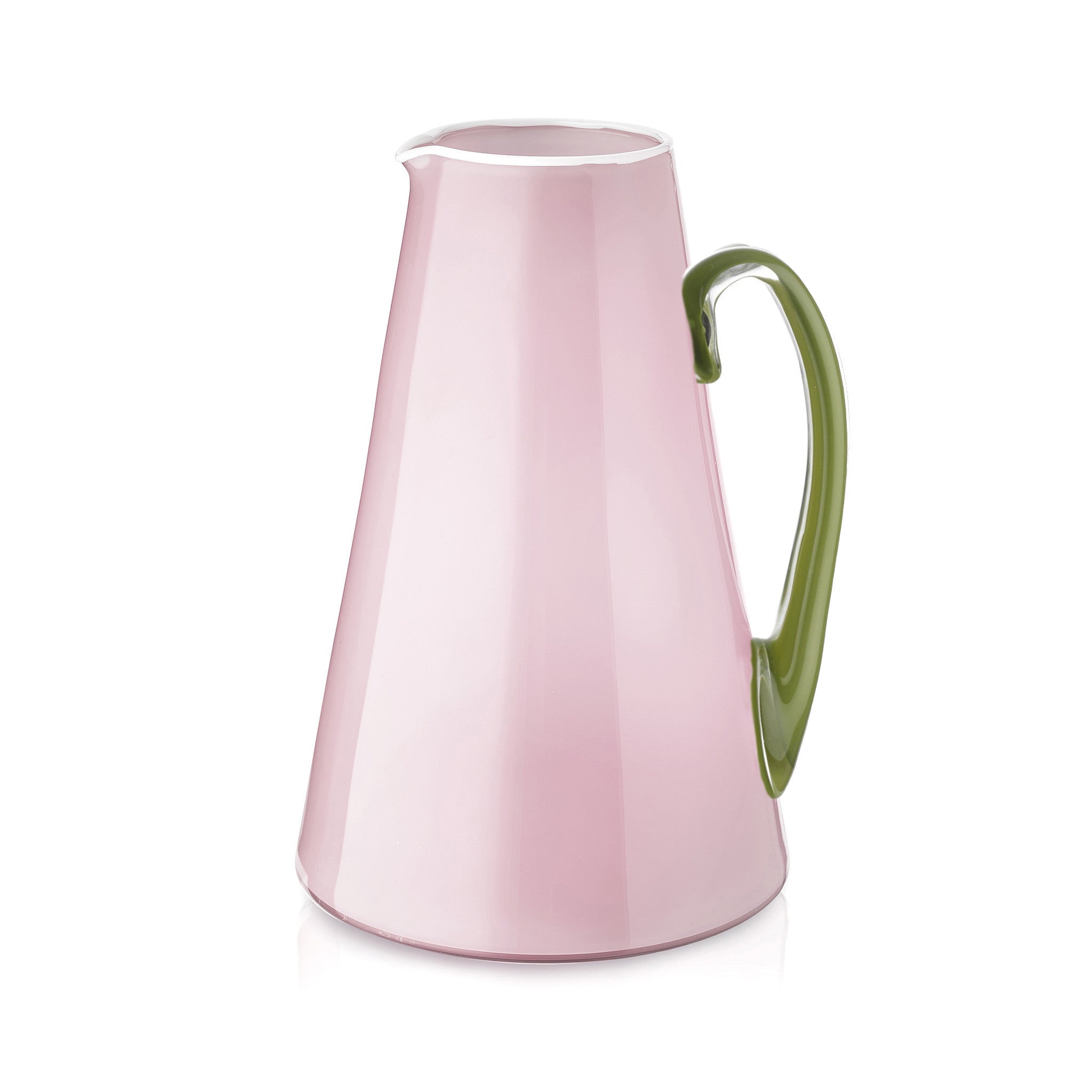 Handblown Glass Bumba Jug in Rose Pink and Apple Green, 3lt