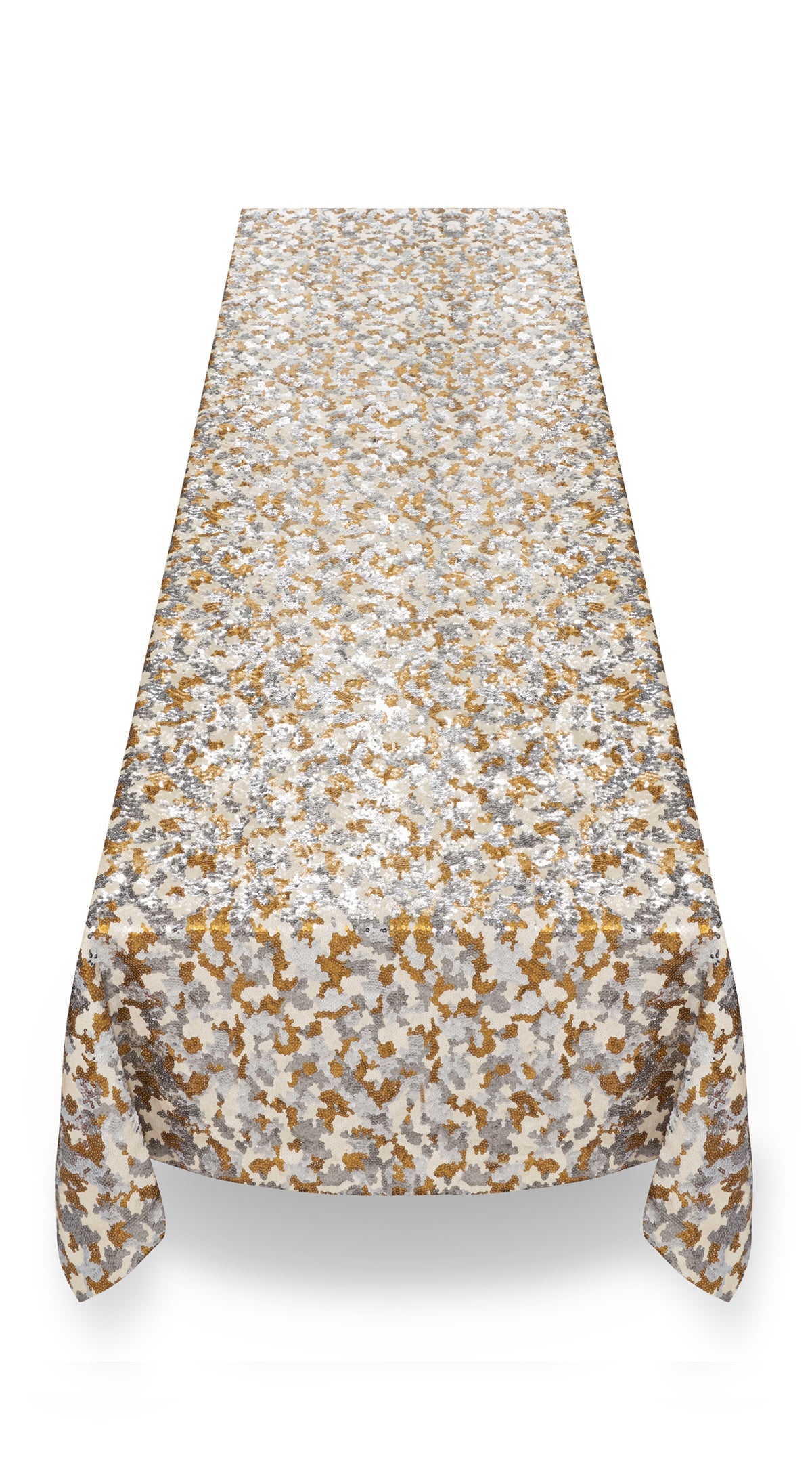 S&B Couture: 'London Plane' Sequin Table Gown in Gold, Silver and White