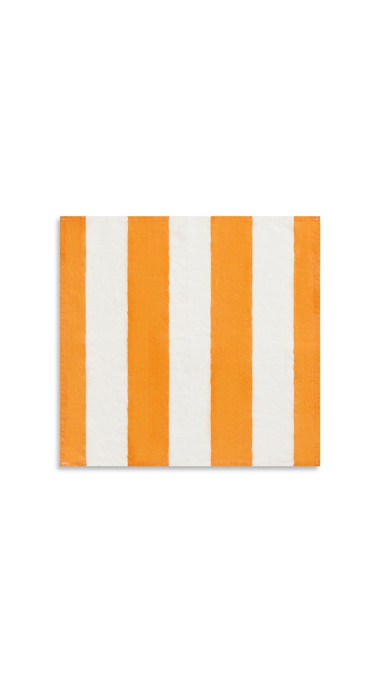 'Stripe' Linen Napkin in White & Orange, 50x50cm