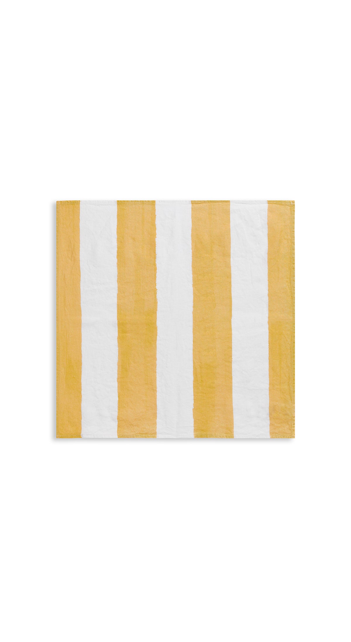 'Stripe' Linen Napkin in White & Lemon Yellow, 50x50cm