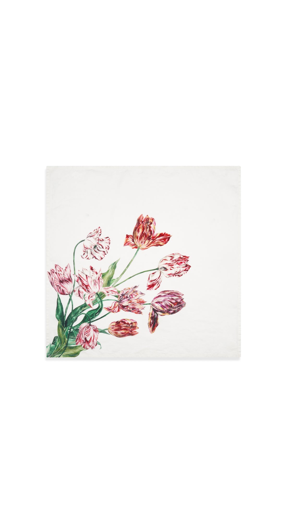 'Tulip' Linen Napkin in Red & Pink, 50x50cm