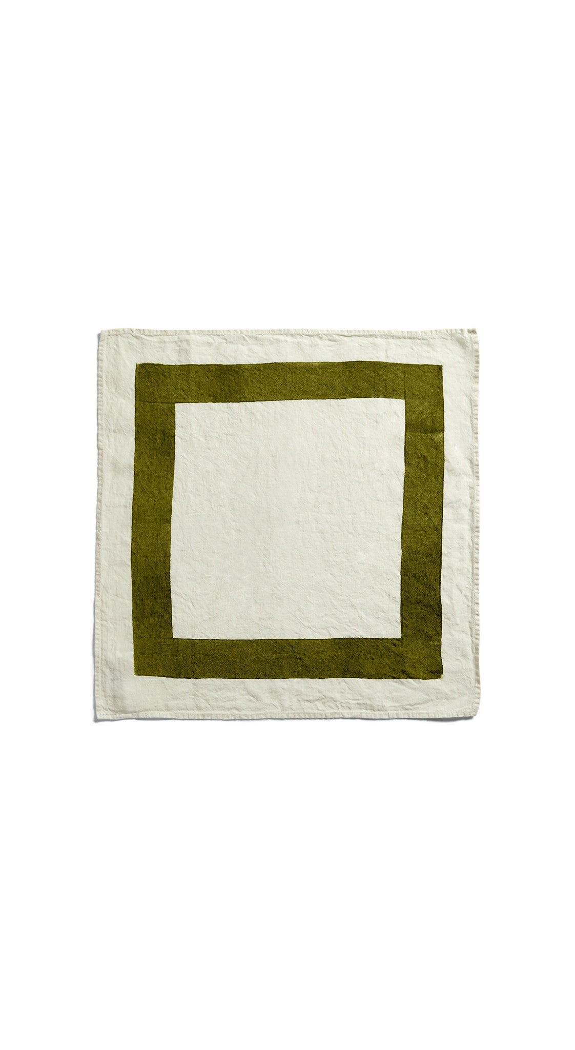 'Cornice' Linen Napkin in Avocado Green, 50x50cm