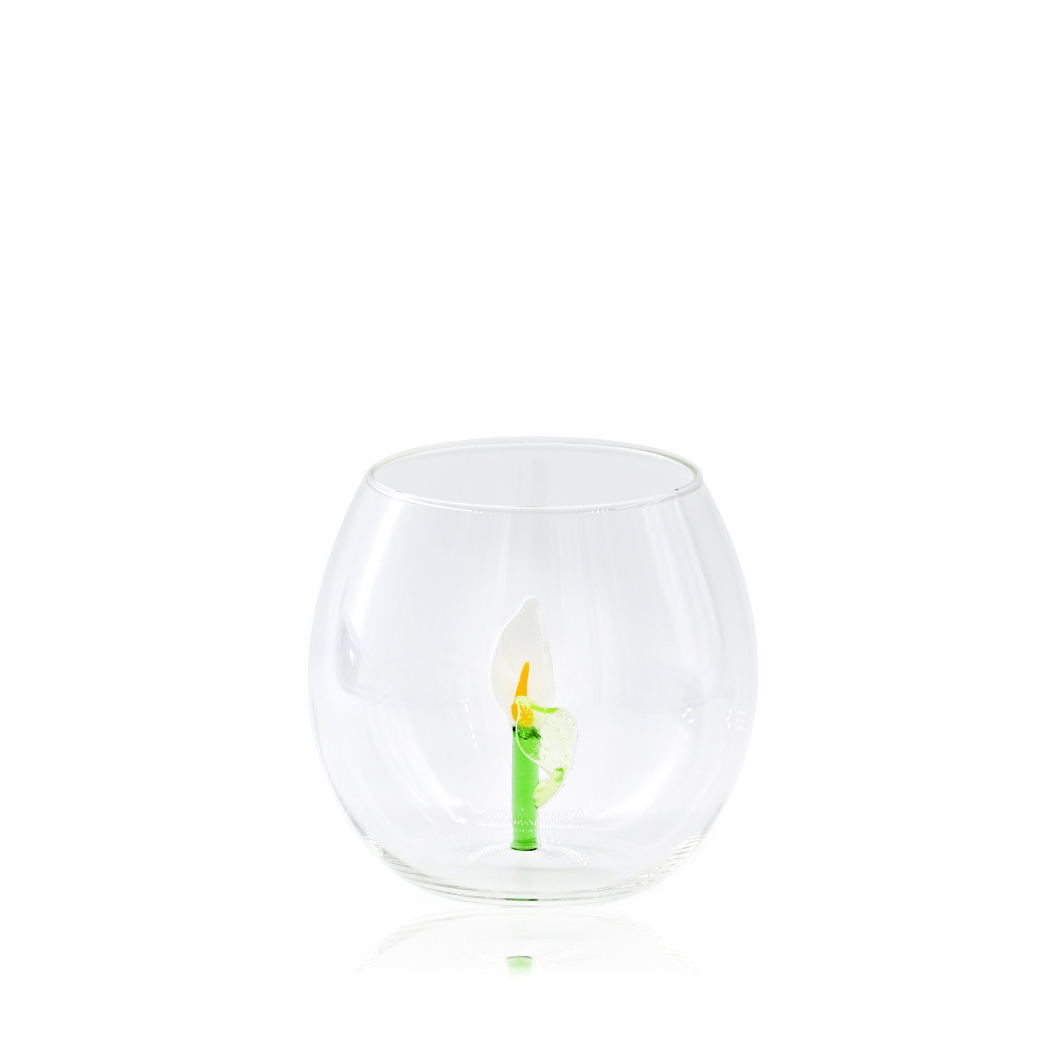 Handblown White Lily Flower Glass