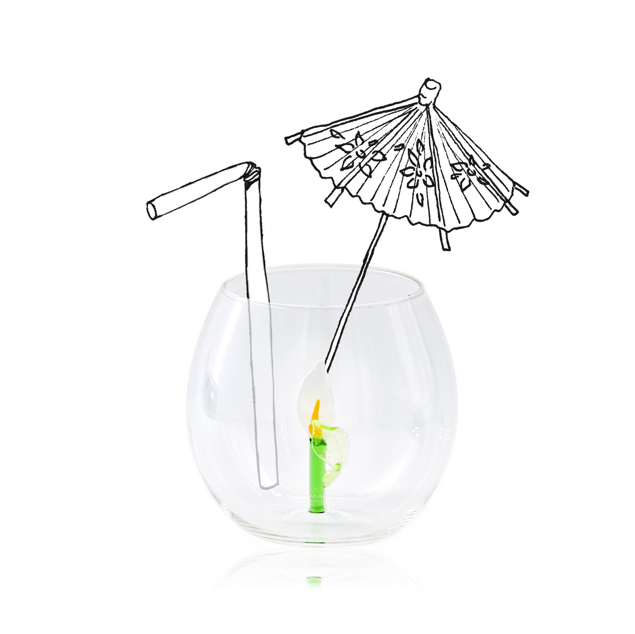 Handblown White Lily Flower Glass