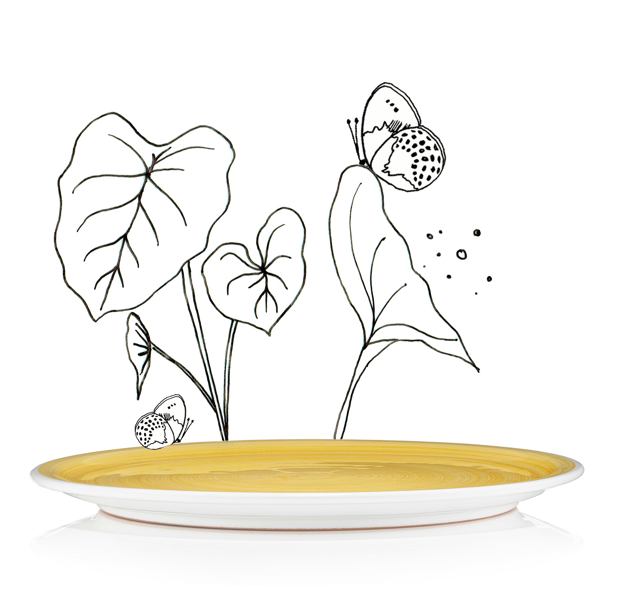 S&B 'Brushed' Ceramic Dinner Plate in Yellow, 30cm