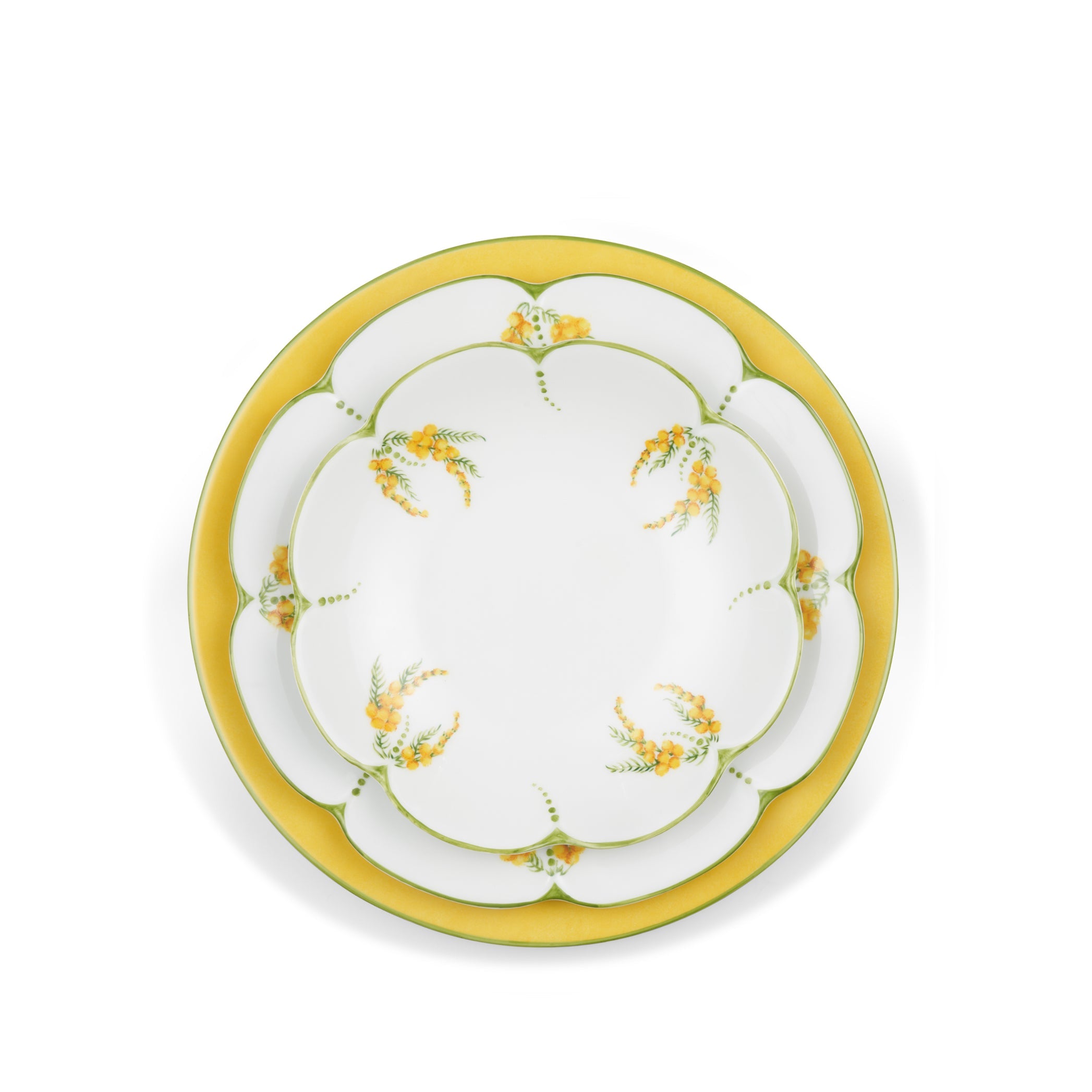 Mimosa Yellow Rim Hand-Painted Porcelain Charger Plate, 30cm