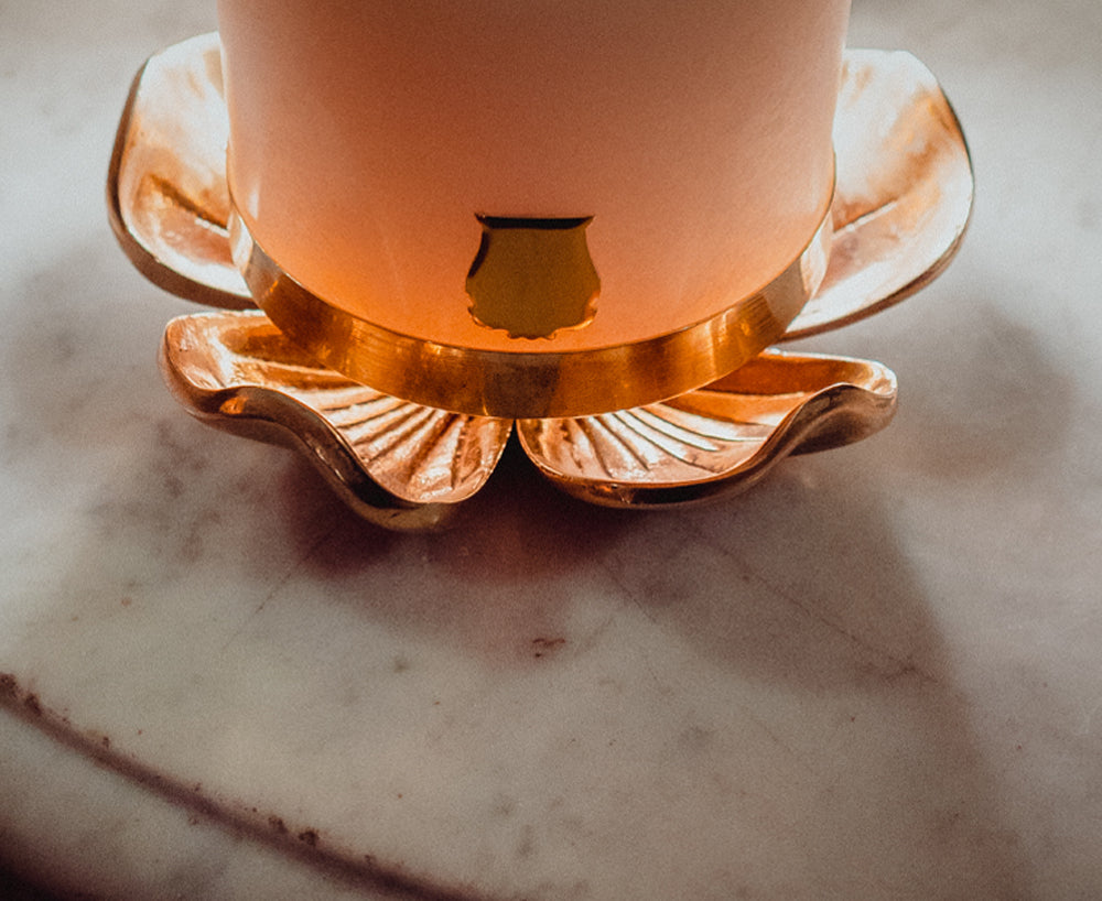 Gold Plated Chiselled Candle Holder by Trudon