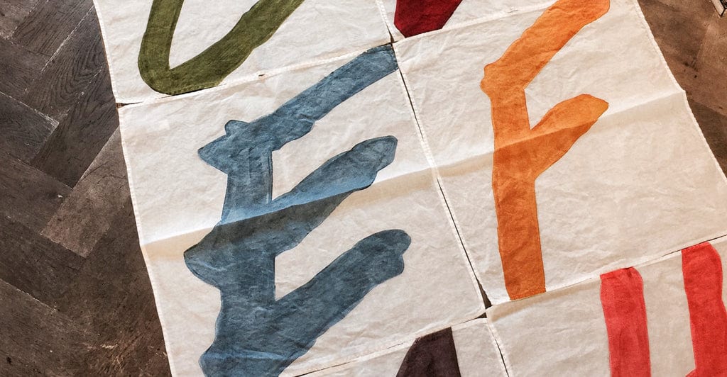 Alphabet Napkin 'F' in Mustard Yellow, 50x50cm