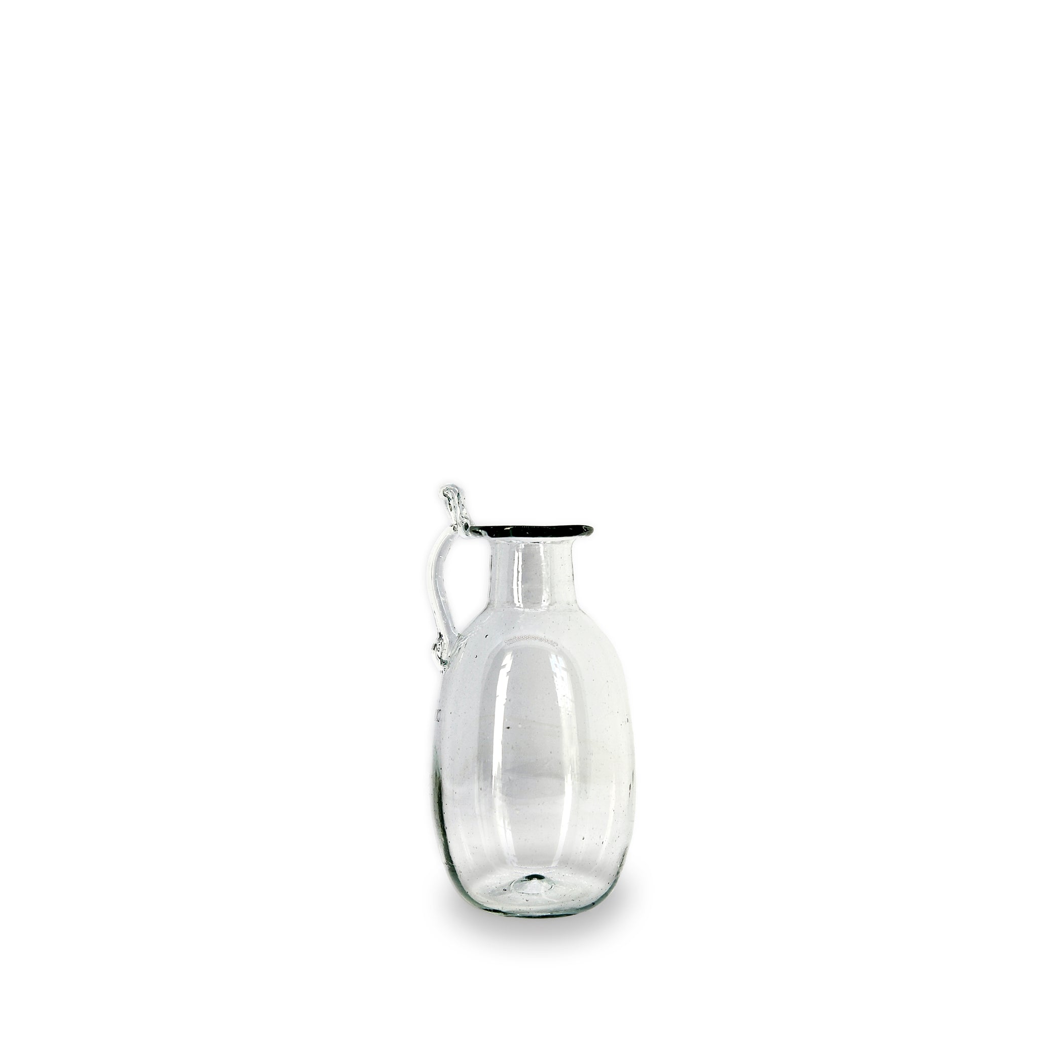 Handblown Glass Amour Vase with Handle in Clear, 12cm