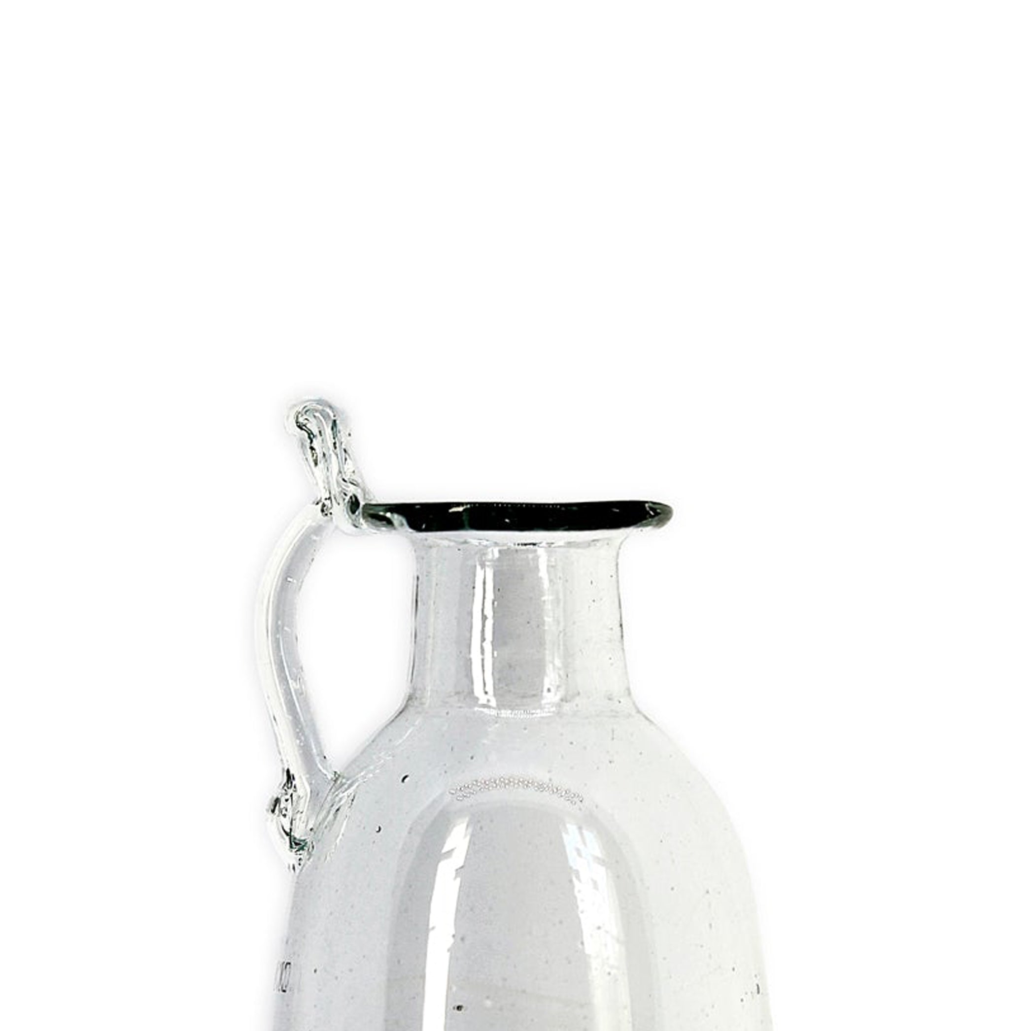 Handblown Glass Amour Vase with Handle in Clear, 12cm