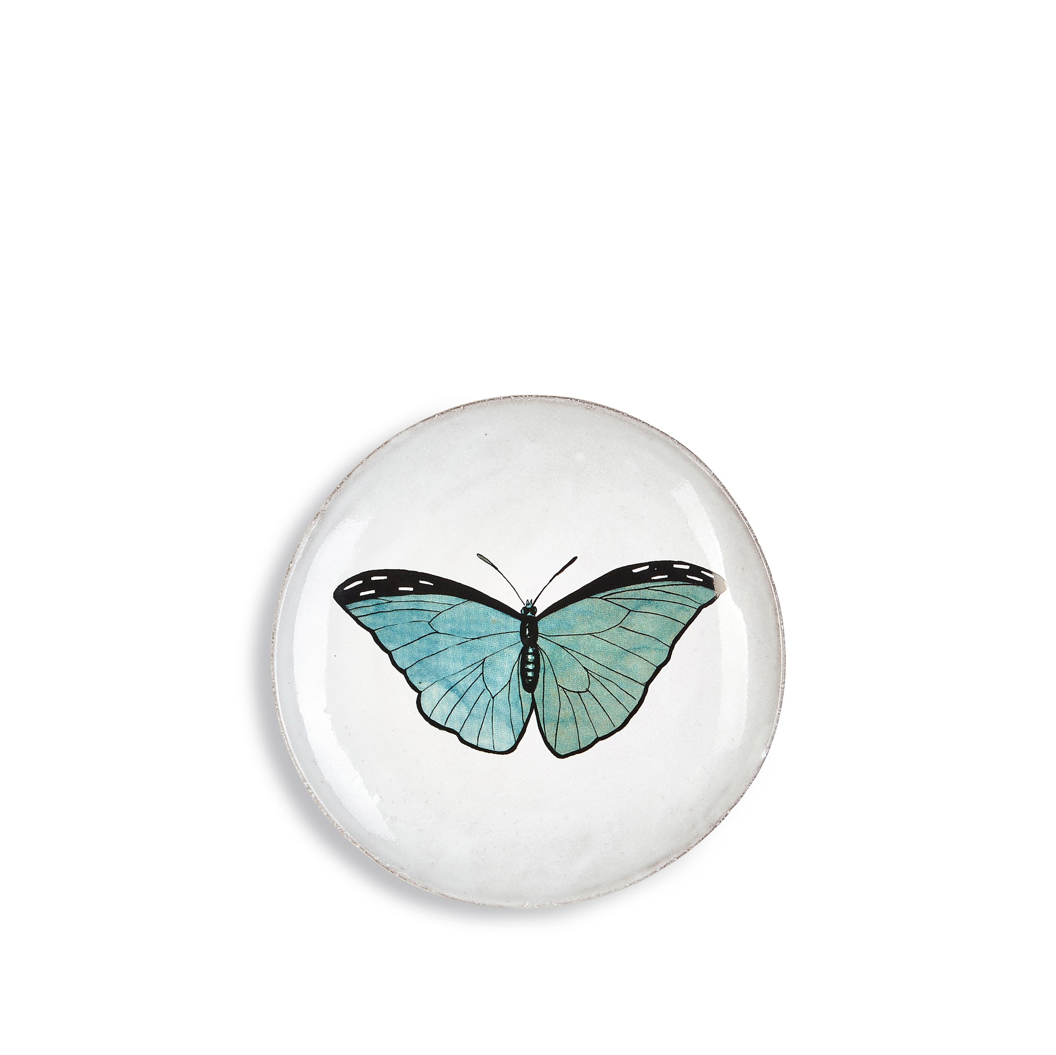 Blue Butterfly Dinner Plate by Astier de Villatte, 20.5cm