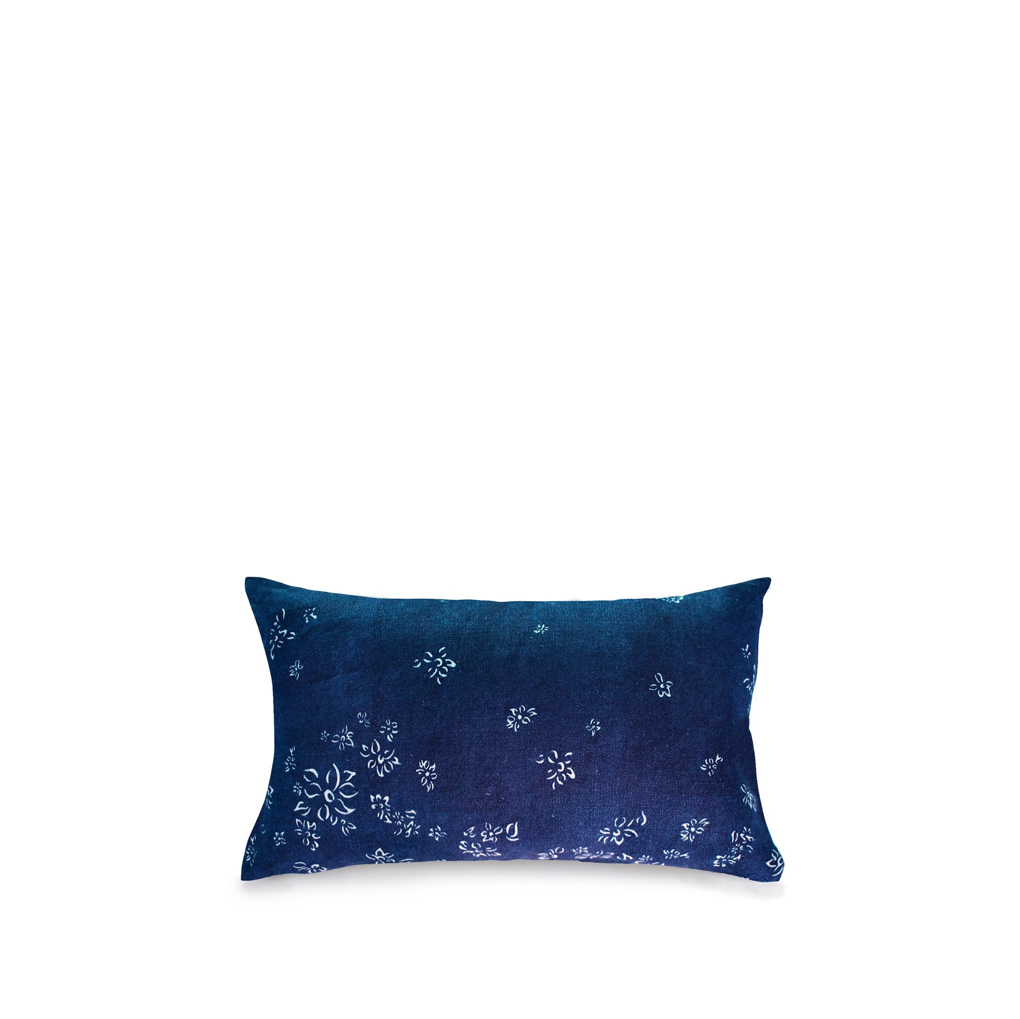 Heavy Linen Falling Flower Cushion in Full Field Midnight Blue, 50cm x 30cm