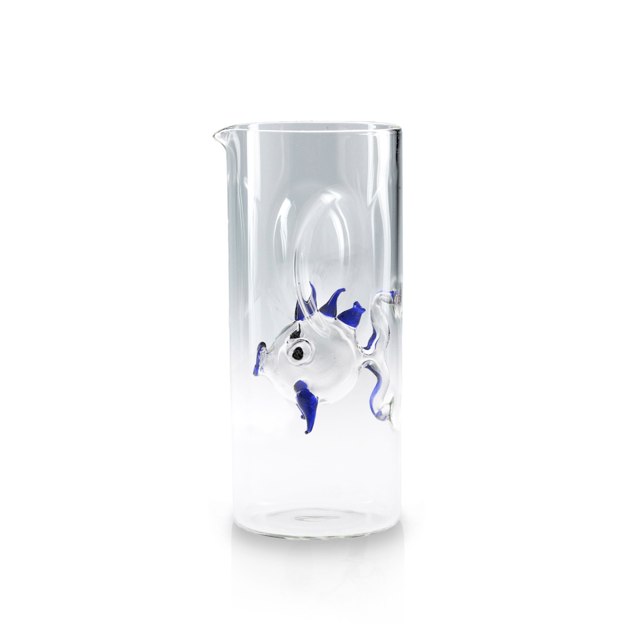 Handblown Glass Blue Fish Carafe, 24.5cm