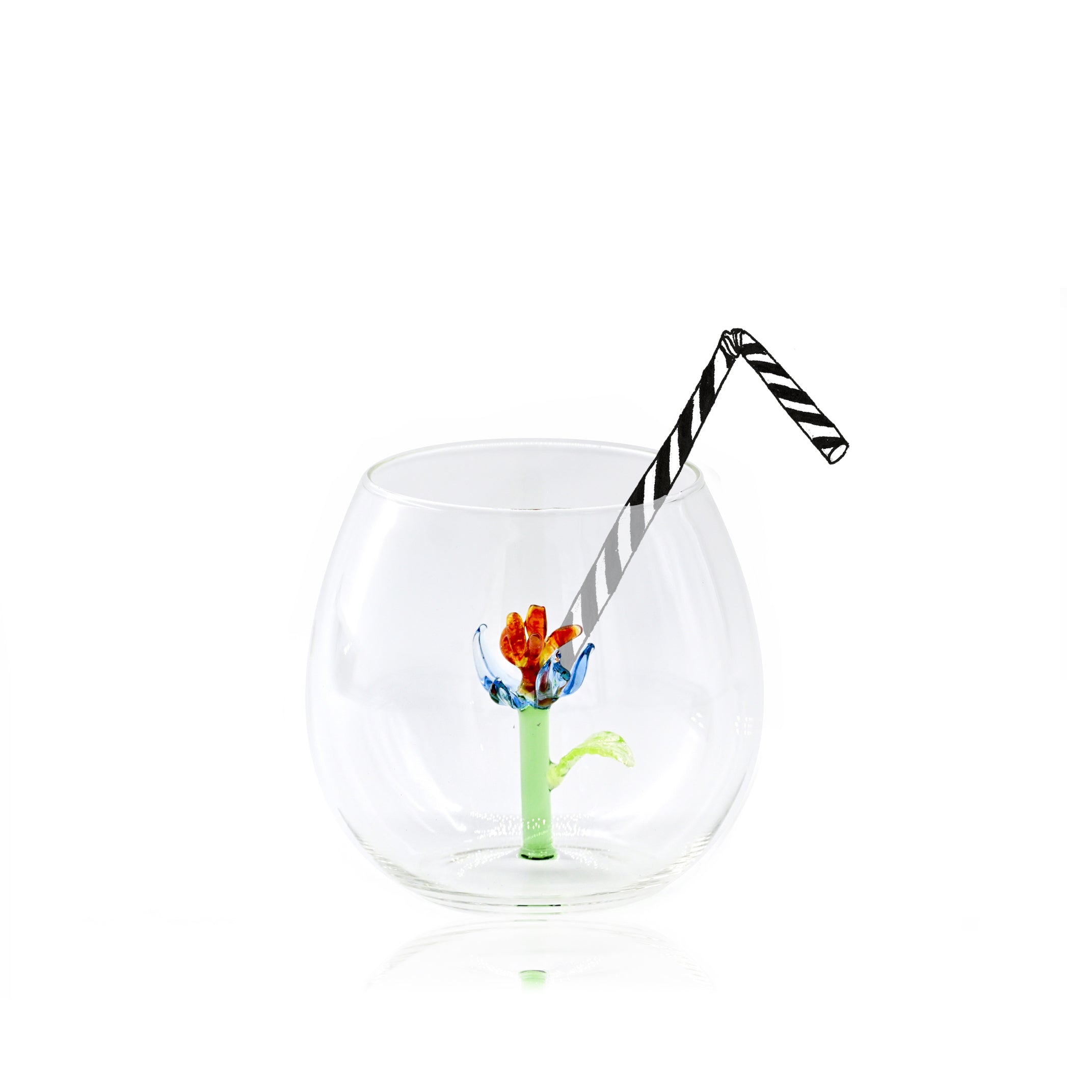 Handblown Blue Dianthus Flower Glass