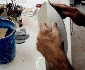 Summerill & Bishop Handmade 35cm Porcelain Salad Bowl with Plain Rim