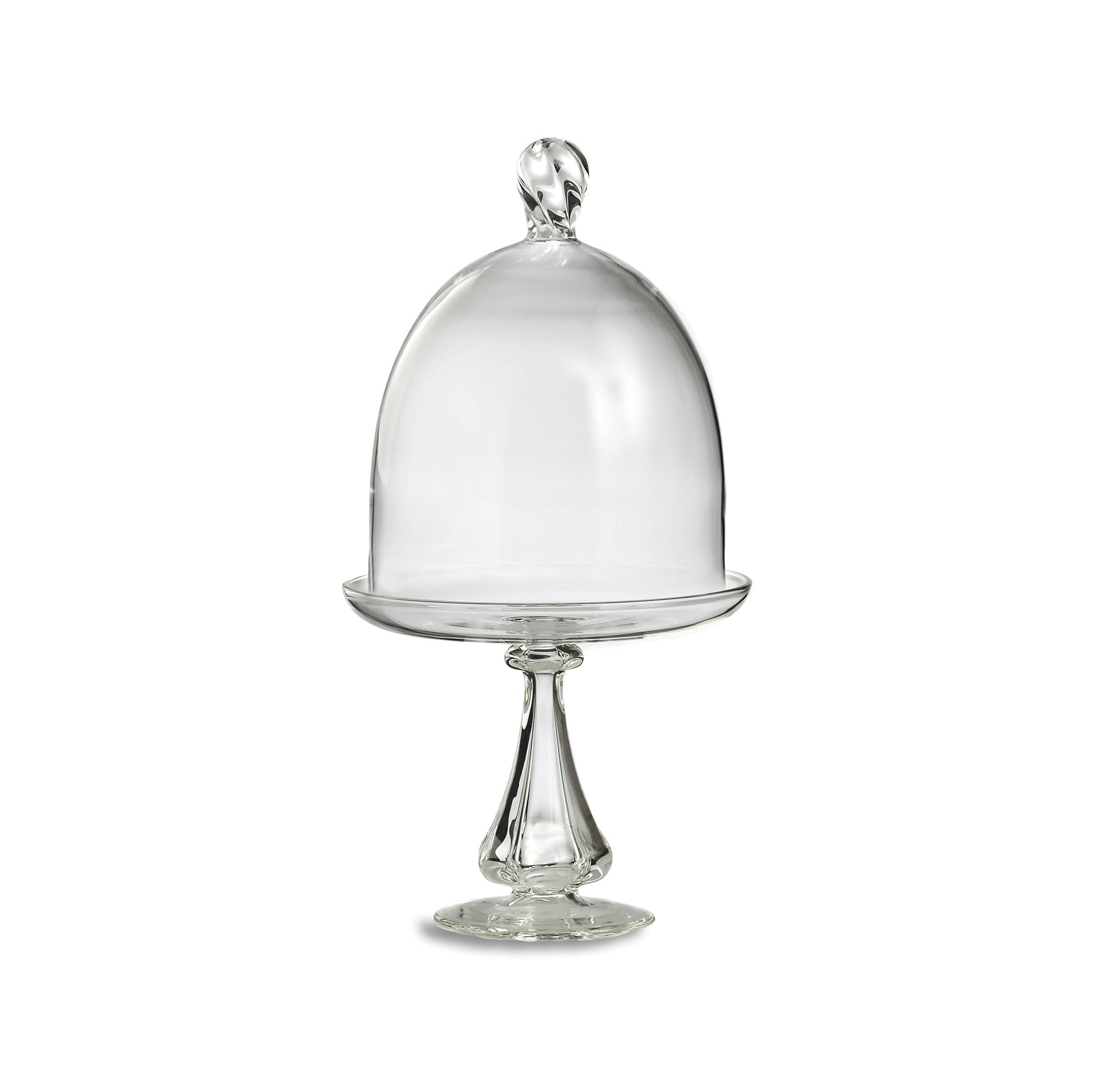 Eleanor Clear Handblown Glass Cake Stand & Dome, Small 19cm